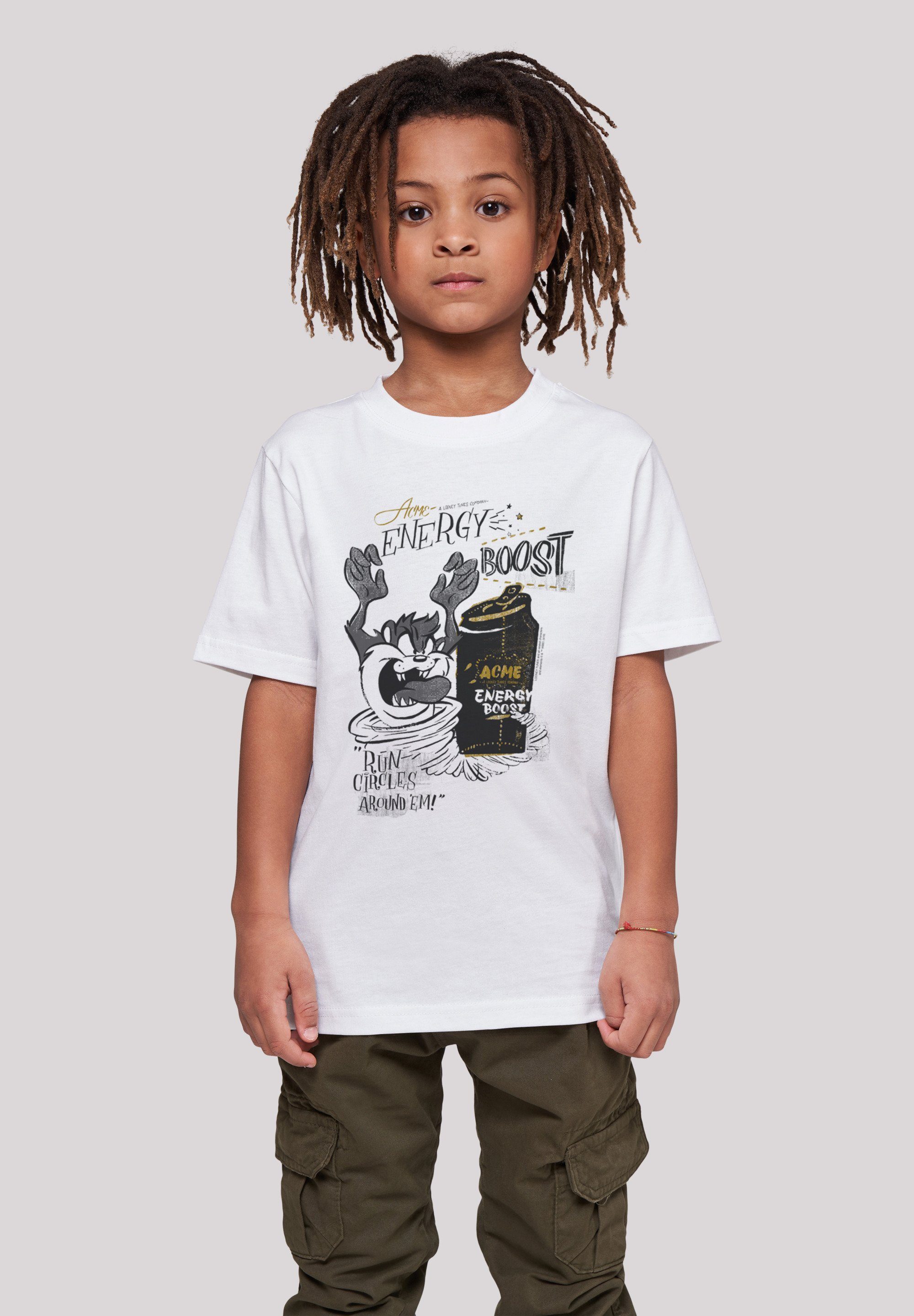 Kids white F4NT4STIC with Kinder Tee Taz Basic Boost-WHT Kurzarmshirt Looney (1-tlg) Tunes Energy