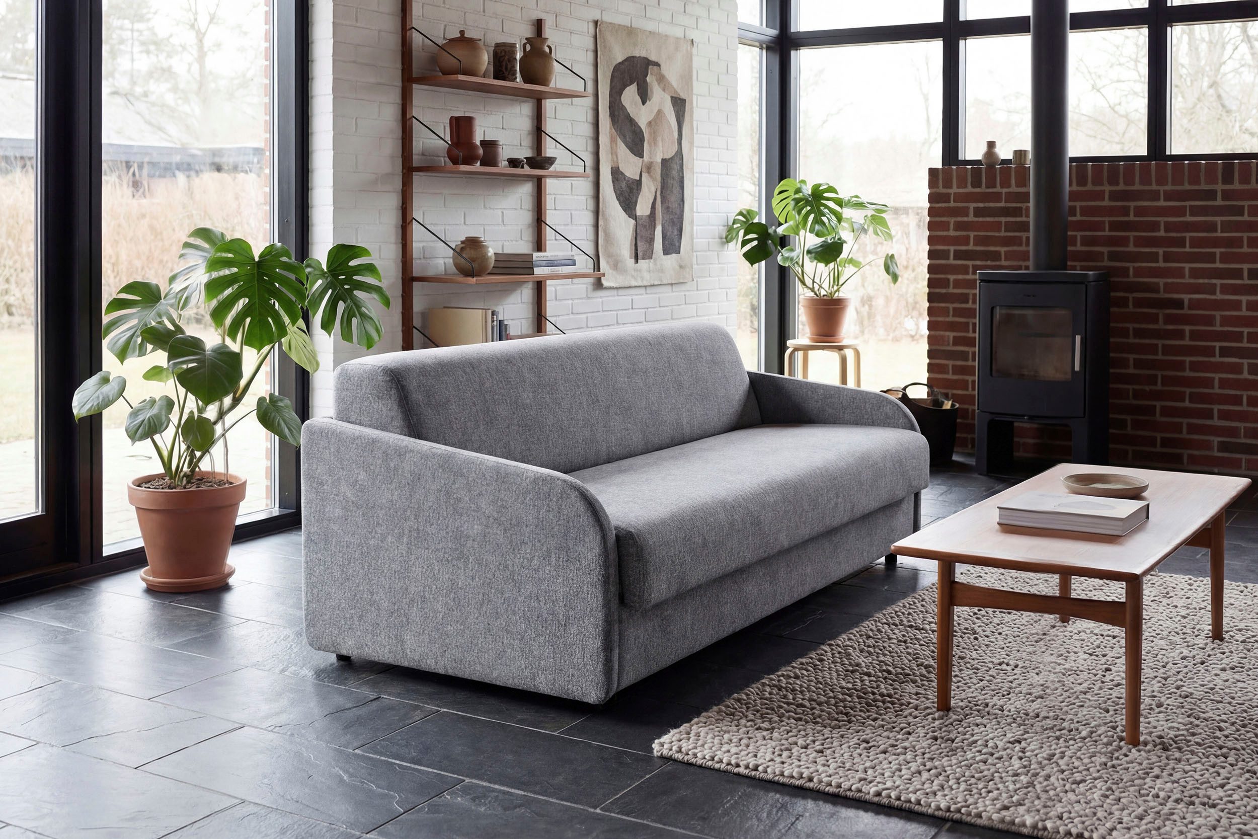 INNOVATION LIVING ™ 3,5-Sitzer Eivor, hochwertige Dauerschlaffunktion, bequem und komfortabel, Schlafsofa mit innenliegender Schlafmatratze und schmalen Armlehnen