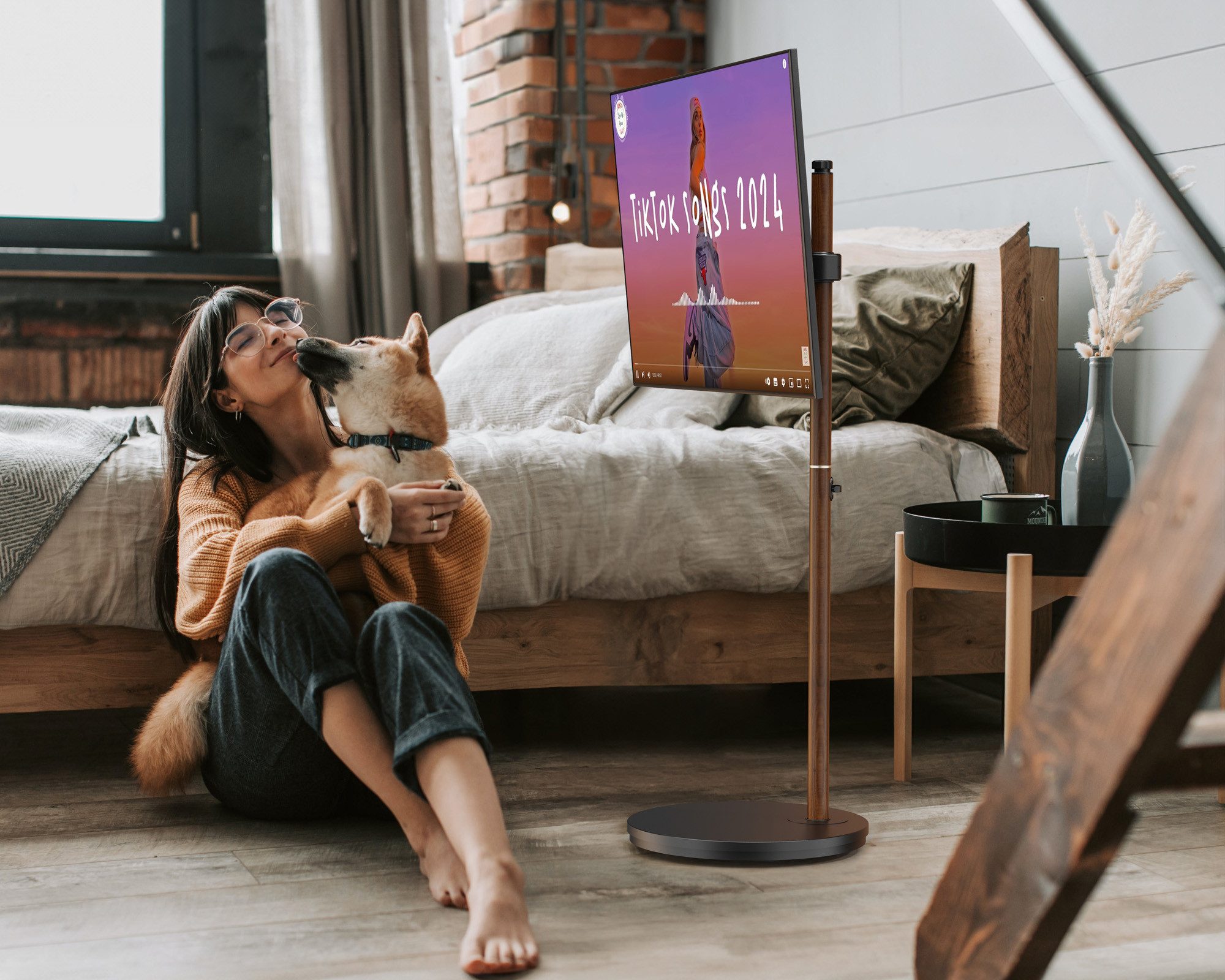 FITUEYES, (bis 48,00 Zoll, mobiler TV-Ständer mit Rollen, höhenverstellbar, schwenkbar, ±90° Bildschirmdrehung)