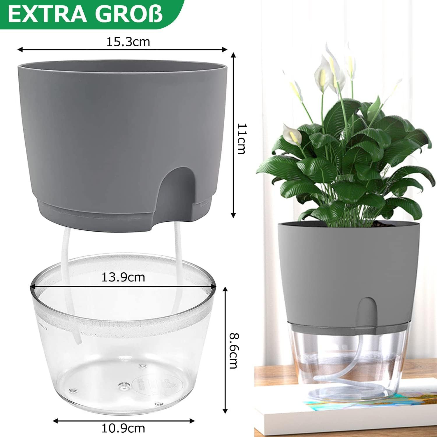 FELIXLEO Kräutertopf Kräutertopf 3er Set selbstbewässernd Küchen Kräutergarten (1 St)