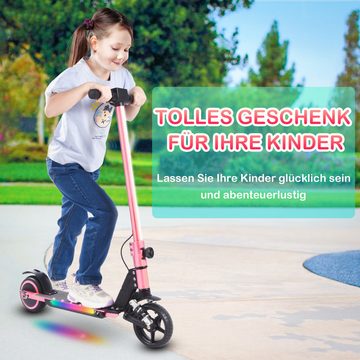 Loywe Miniscooter E Scooter mit Bunter Regenbogenlicht, 130,00 W, 14,00 km/h, (Set, 1 x Elektroroller, 1 x Ladegerät, 1 x Handbuch), Faltbarer Elektro Scooter Kinder, Elektroroller Kinder ab 6-12 Jahren