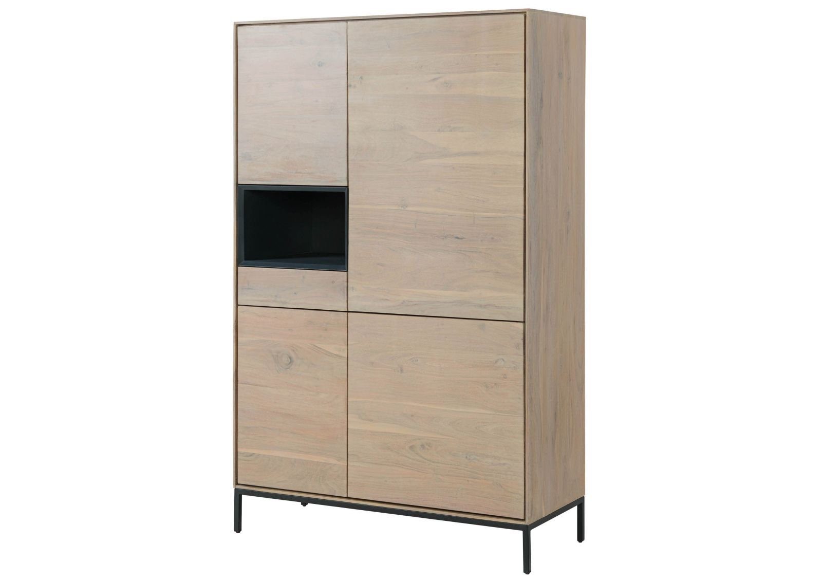 Massivmoebel24 Highboard CHICAGO (Massivholz), Highboard Akazie 111x45x175 grau-weiß geölt CHICAGO #09