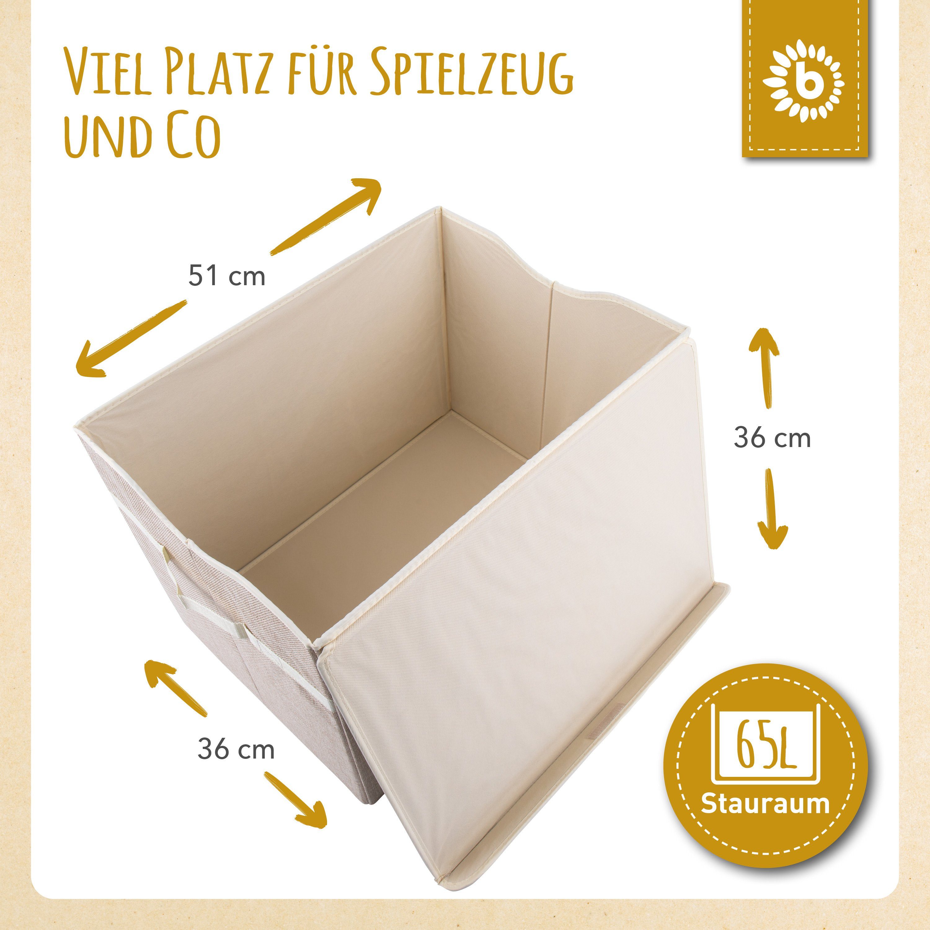 BIECO Spielzeugtruhe Bieco Aufbewahrungsbox mit Deckel 65L, faltbar Spielzeugkiste