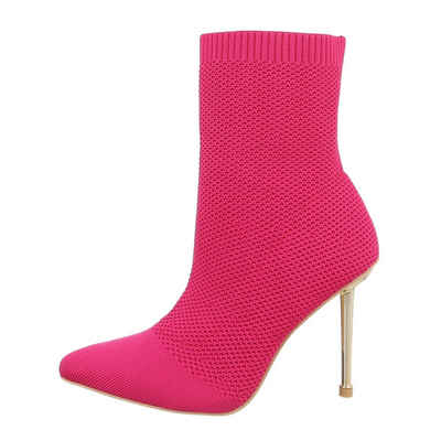 Ital-Design Damen Abendschuhe Party & Clubwear High-Heel-Stiefelette Pfennig-/Stilettoabsatz High-Heel Stiefeletten in Pink