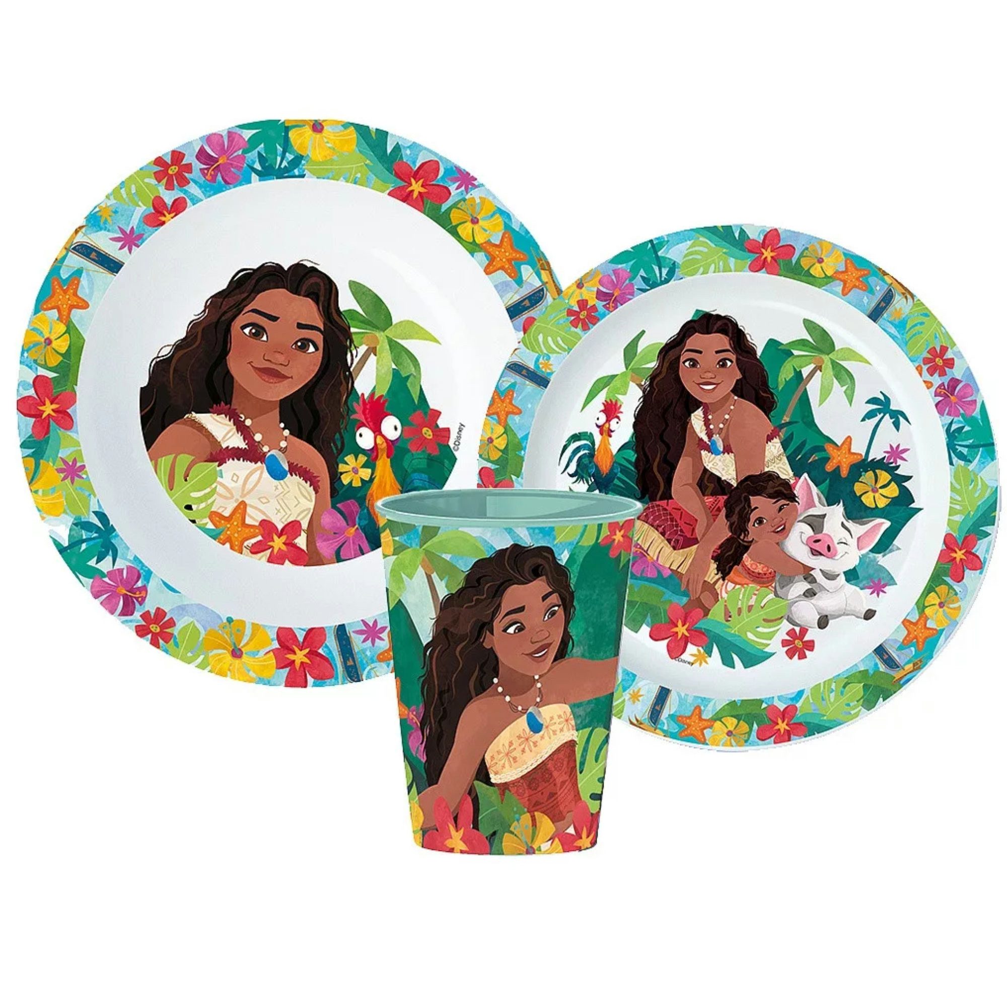 Kindergeschirr-Set Disney Vaiana Kinder Geschirr-Set 3 tlg Teller Schüssel Becher 260ml