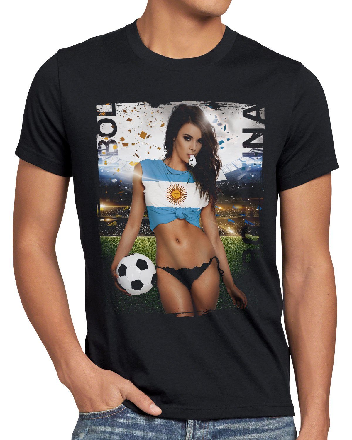 Herren T-Shirt Fußball Soccer Trikot Girl Print-Shirt EM Schwarz style3 2022 Deutschland Germany