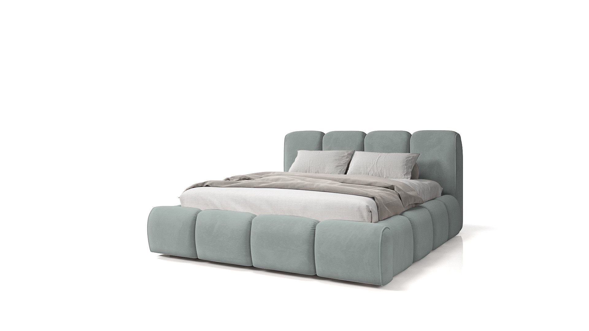 Goldstoff Stauraumbett BELTANE - Rahmenbettgestell, mit Bettkasten und Lattenrost, Doppelbett (Polsterbett, Design Bett), Inkl. Bettkasten, mit gepolstertem Kopfteil