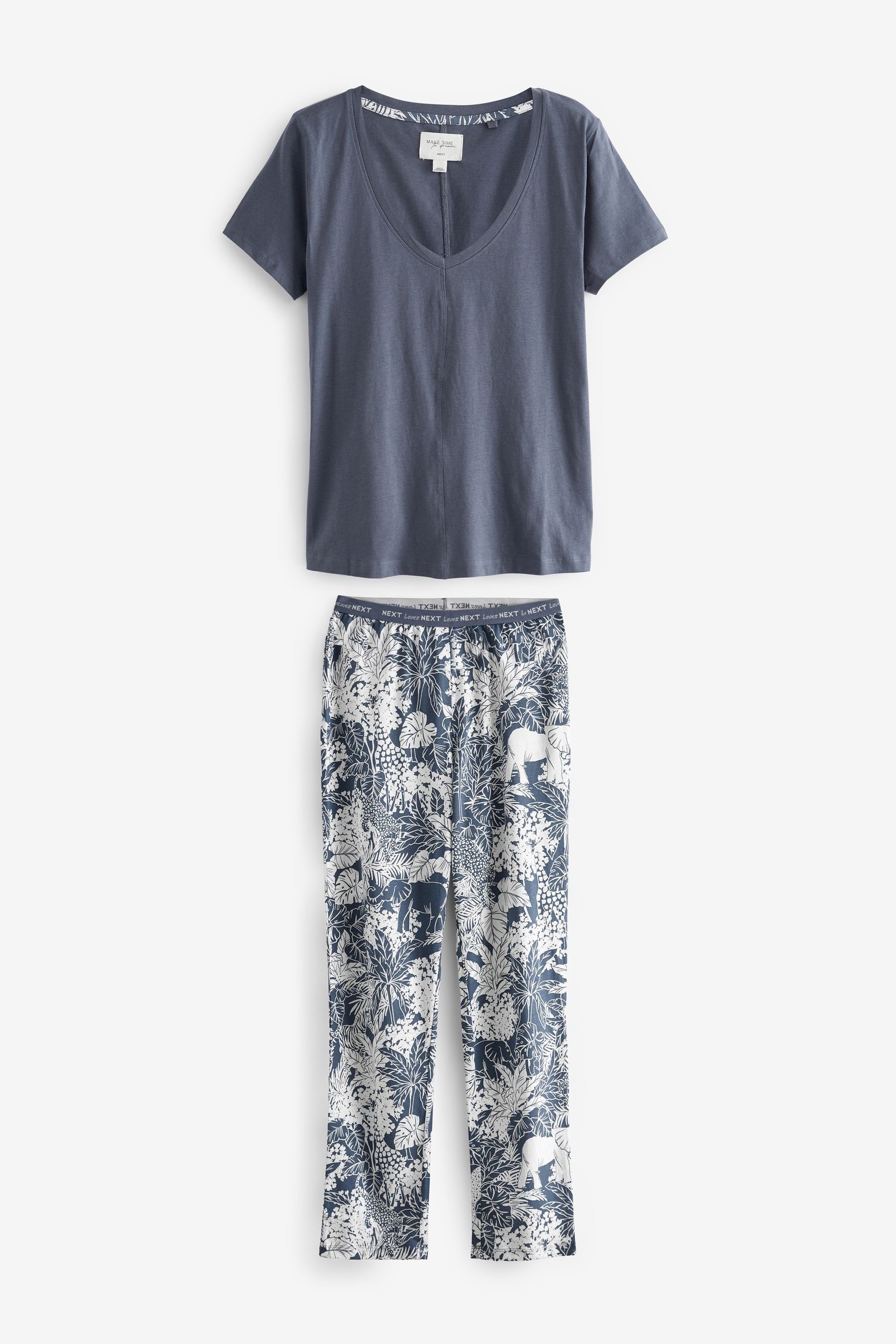 Palms Blue Pyjama tlg) Kurzärmeliger Next (2 Baumwoll-Pyjama
