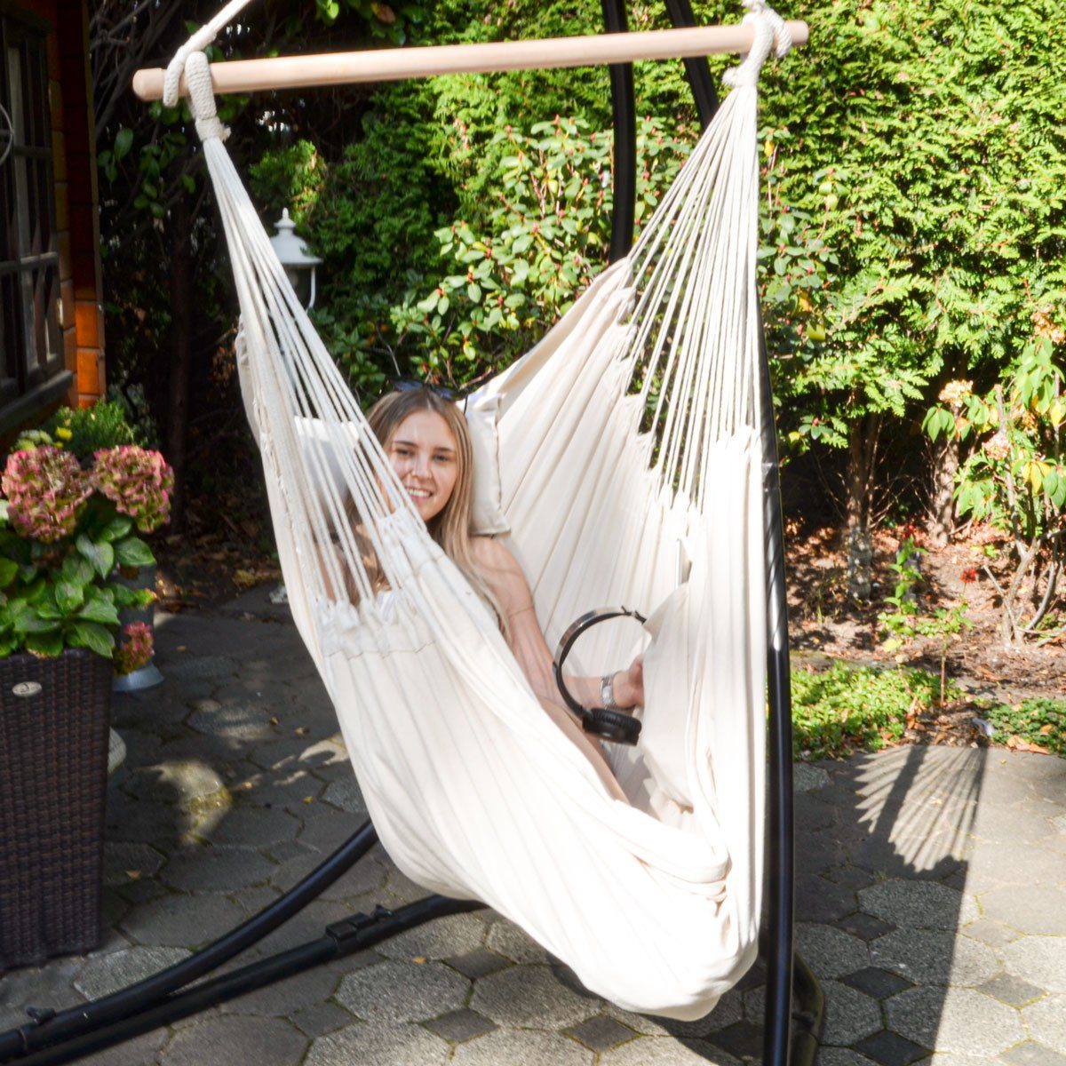 AMANKA Hängestuhl für 2 Personen: XL Outdoor Hängesessel bis 150 kg - Garten und Balkon, 220 x 120 cm Hängesitz für Kinder und Erwachsene - 360° Relaxsessel