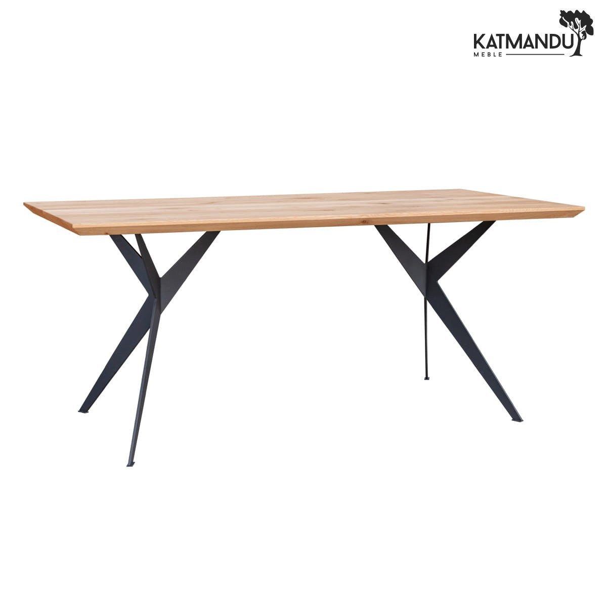 Katmandu Esstisch Esstisch Caserta 180 × 90 cm – Massiver Eichenholztisch mit Metallgest