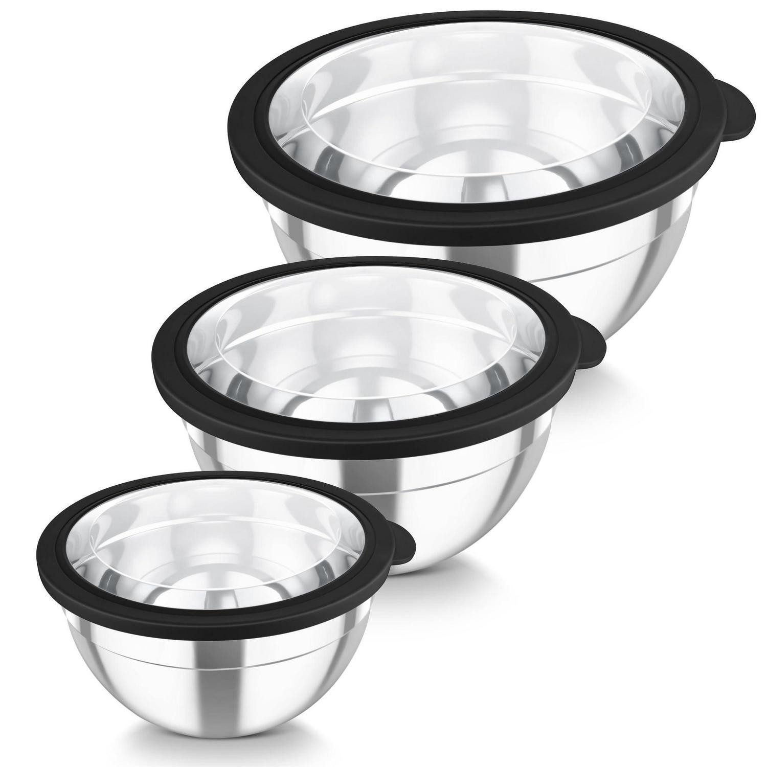 LuxusKollektion Rührschüssel Rührschüssel Set 3-tlg Edelstahl Schwarz, Metall, (3-tlg)