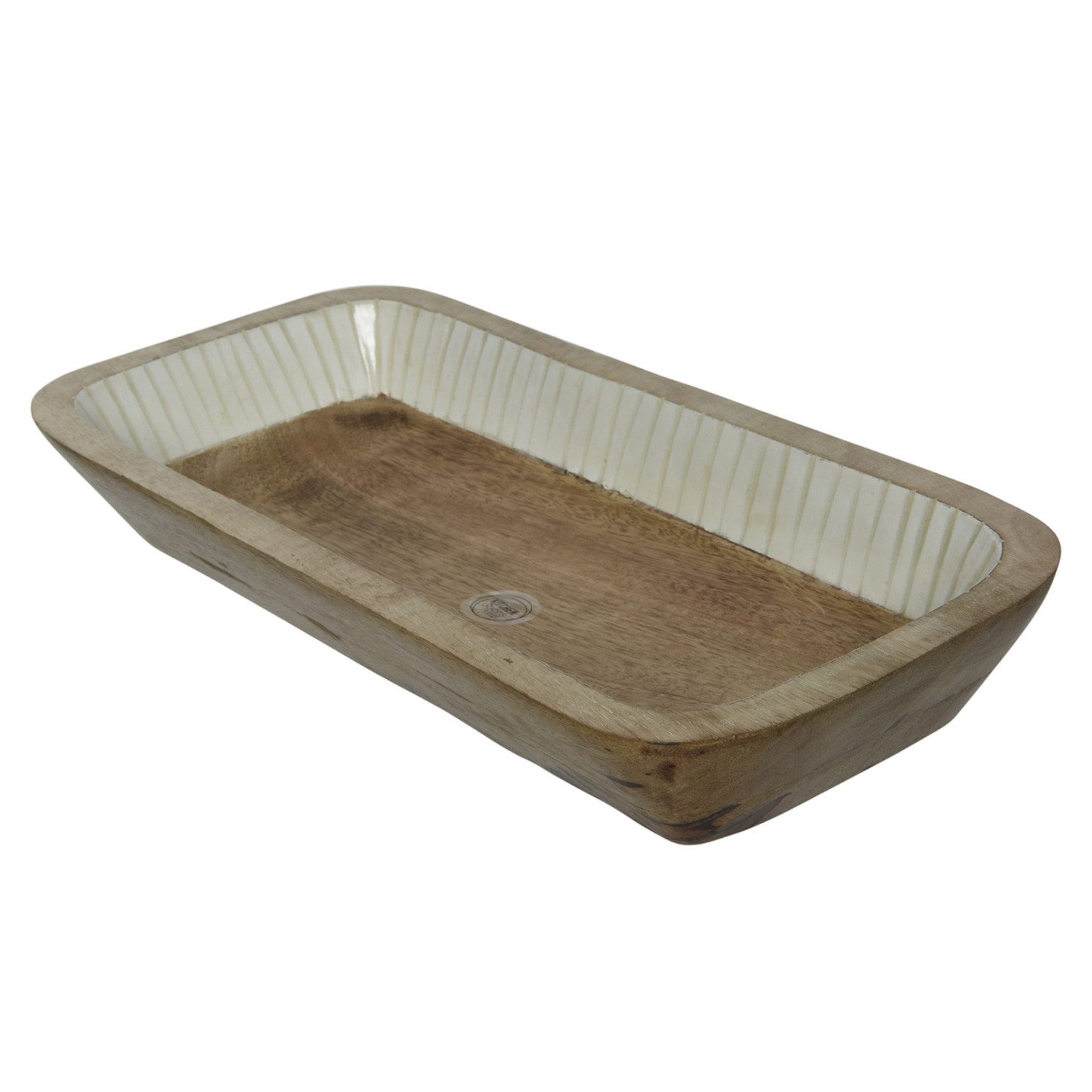 MARELIDA Dekoschale Deko Schale rechteckig Mangoholz Kerzen Zierschale Dekotablett 40cm