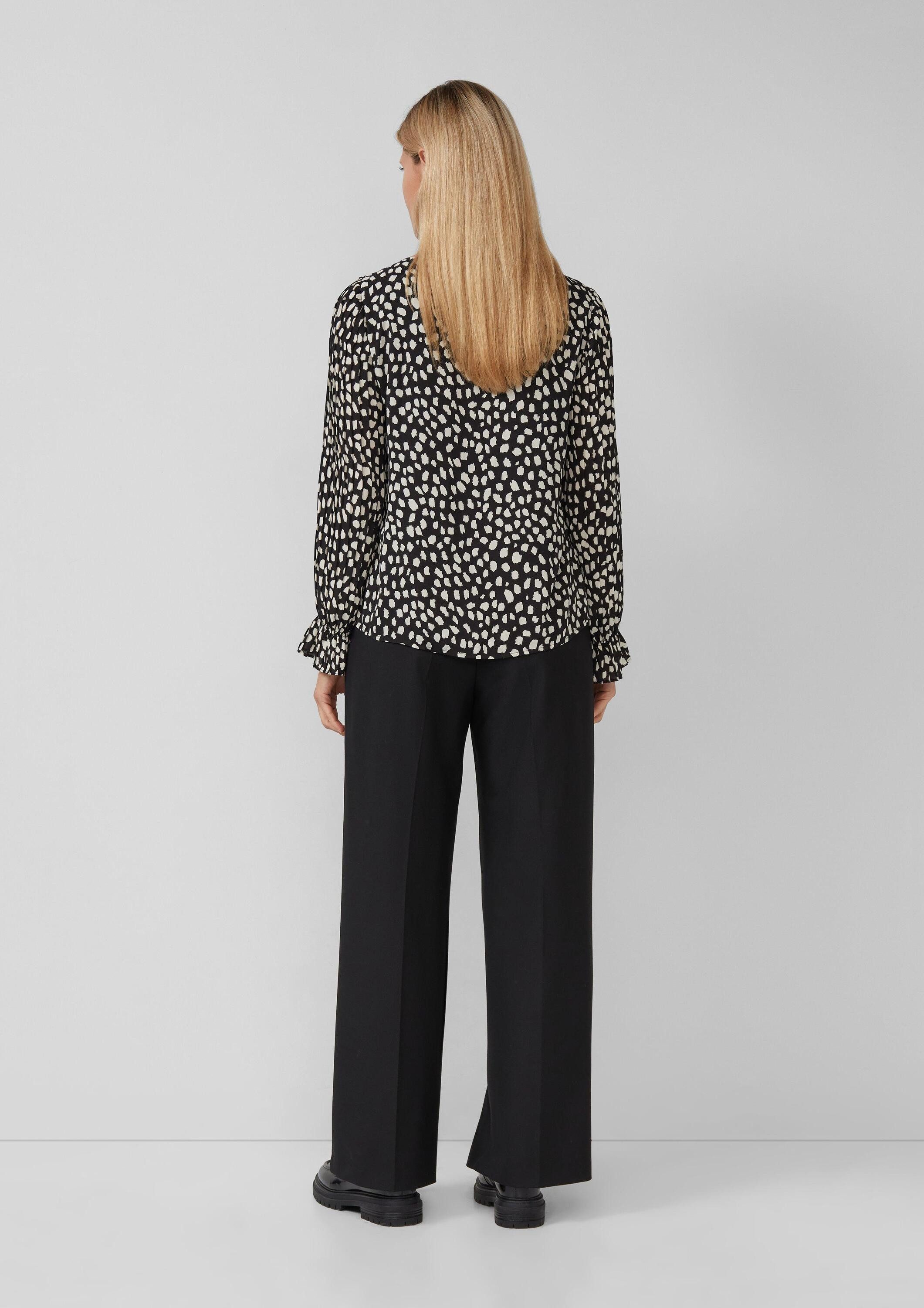 s.Oliver Langarmbluse Bluse Festliche Bluse mit Plissee-Ärmeln