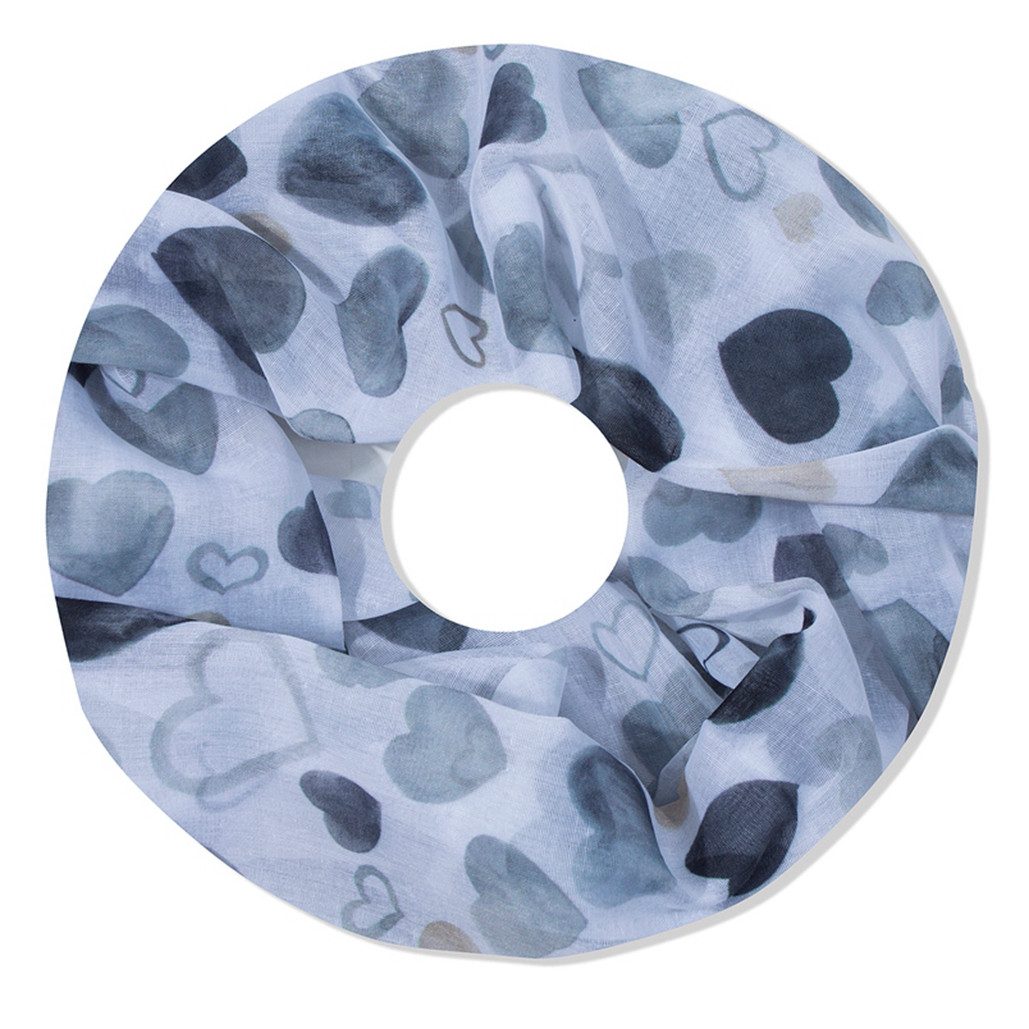 Loop Damen Schal mit Herzen-Muster Weich aus 100% Viskose