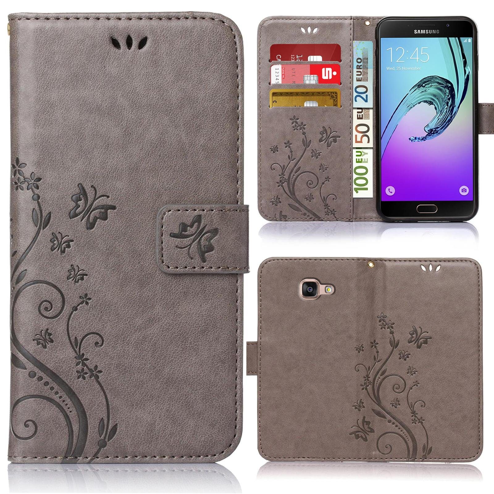 Numerva Handyhülle Bookstyle Flower für Samsung Galaxy A5 2016, Handy Tasche Schutzhülle Klapphülle Flip Cover mit Blumenmuster