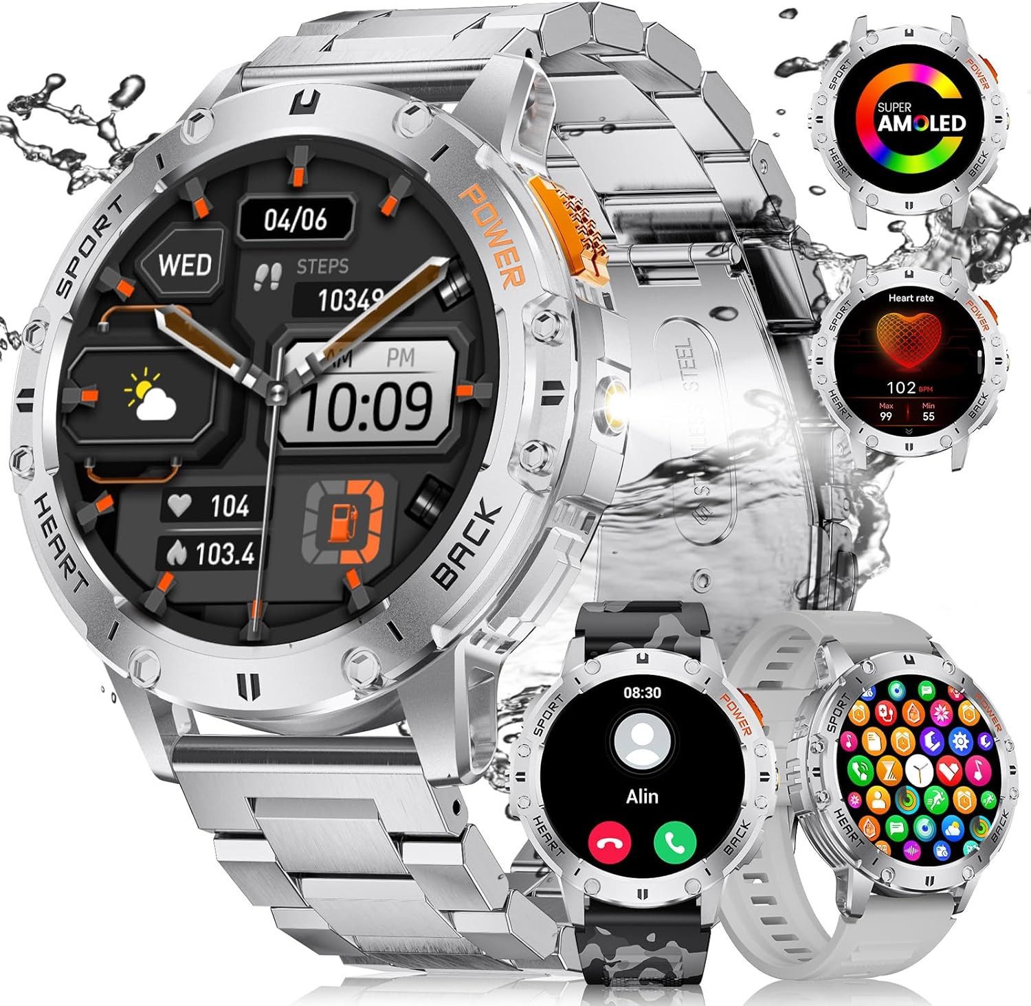 Herren's IP68 Wasserdicht Telefonfunktion Smartwatch