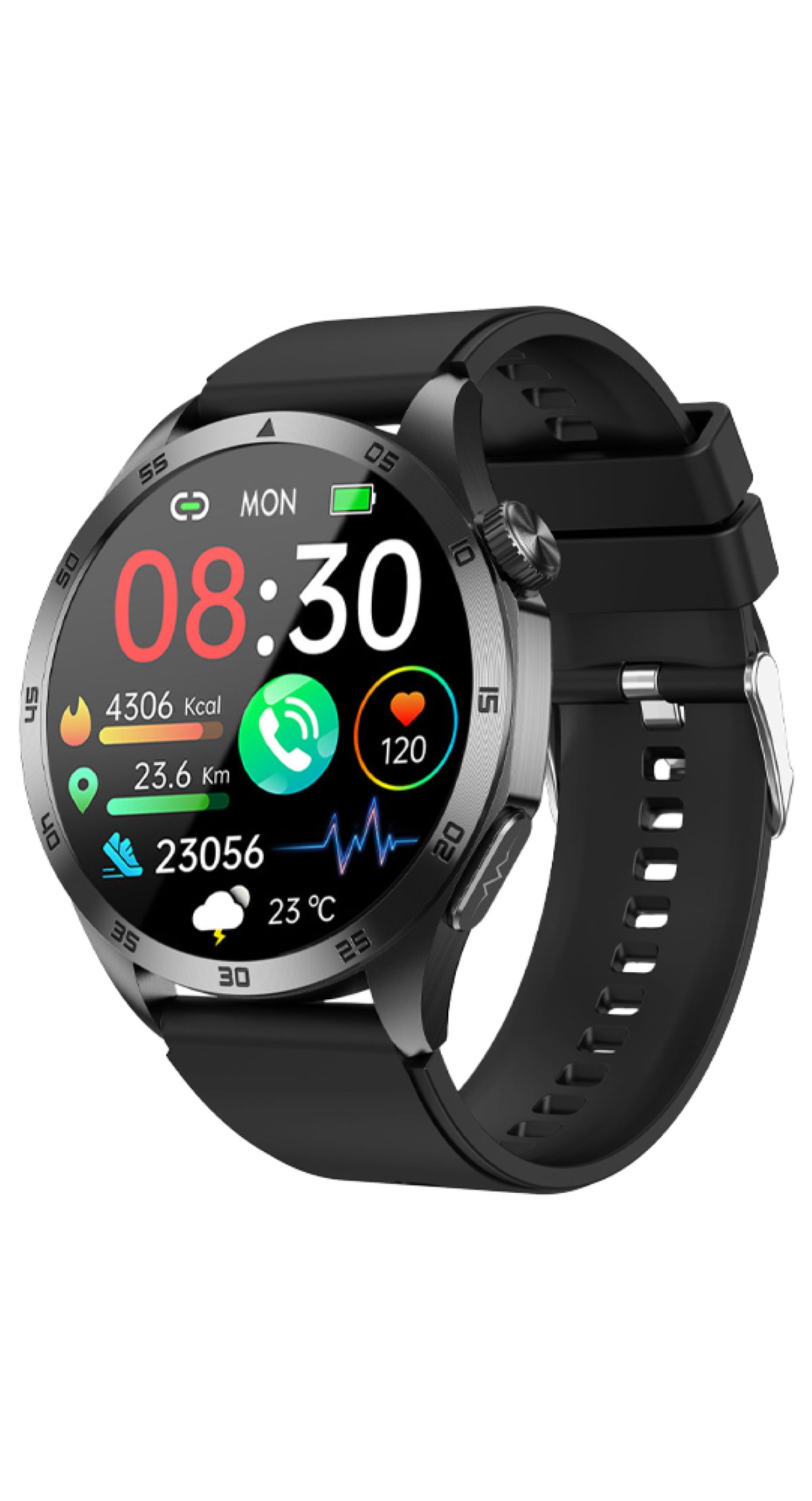 Knauermann Pro 3 Fan Edition (2025) Smartwatch, mit Wechselband aus weichem Silikon und Ladekabel, Gesundheitsfunktionen