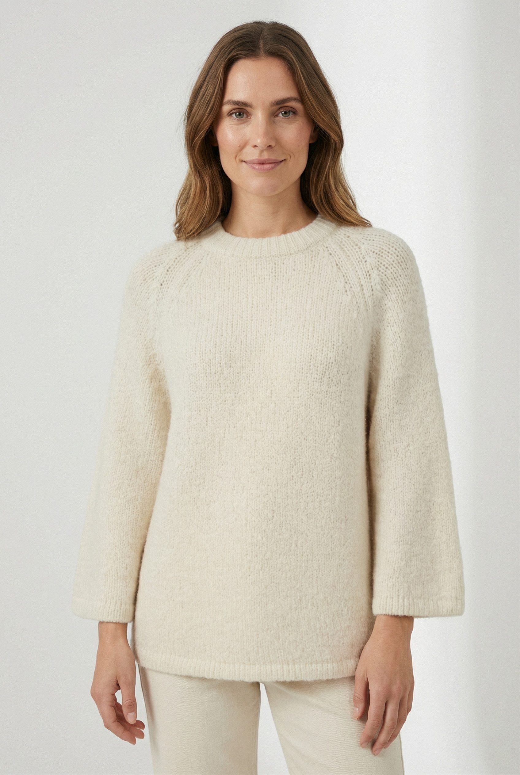 FREEQUENT Strickpullover LULU 3/4-Arm mit Wolle und Stretch