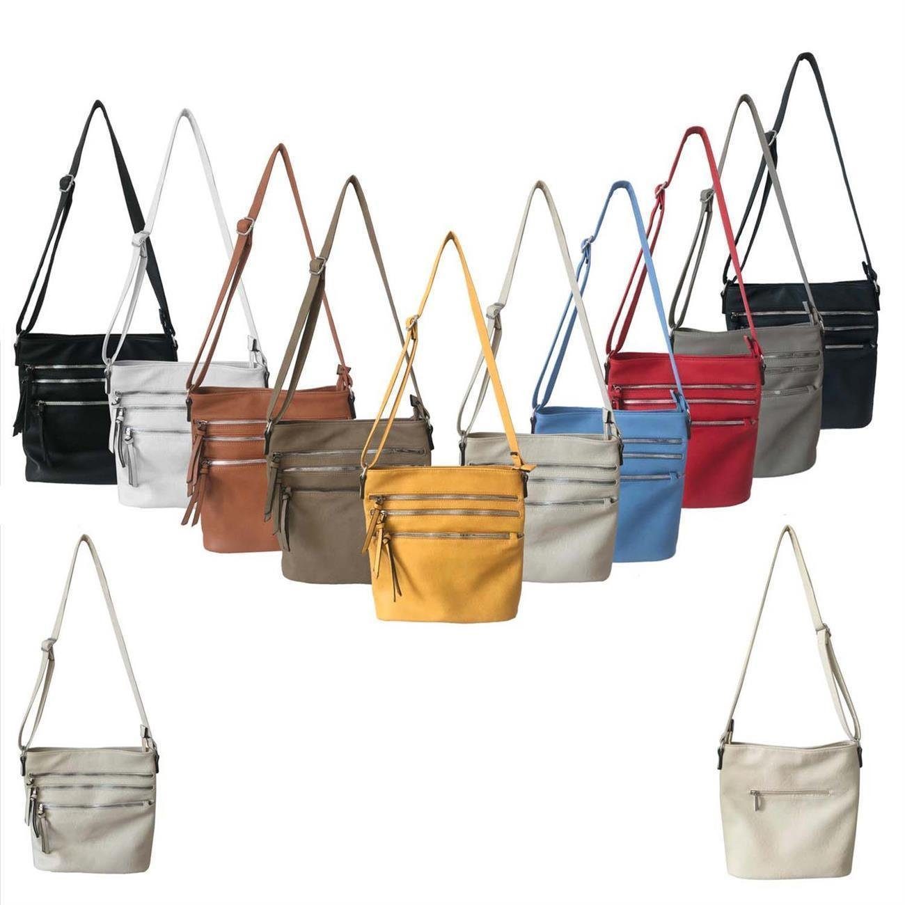 ITALYSHOP24 Schultertasche Damen Hand-Tasche XL Shopper Umhängetasche Cross body Over Hobo Bag, Henkeltasche für Reise Urlaub Sport, viele Fächer, langes Schultergurt