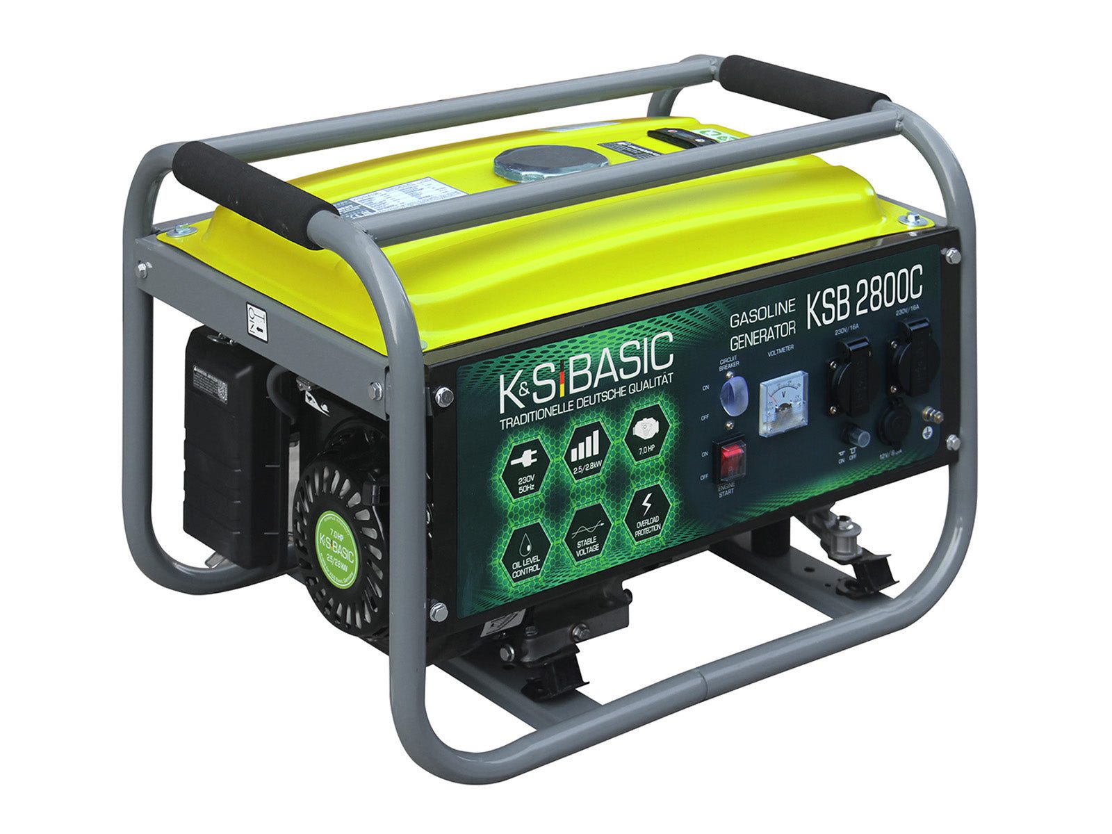 Könner & Söhnen Stromerzeuger KSB 2800C, 2,80 in kW, (Benzingenerator K&S Basic mit AVR und Kupferwicklung, 1-tlg., Preisgünstiger Stromerzeuger für Hausgebrauch (230V), 100% Kupferwicklung, AVR, Gummifüße, Einfacher Transport