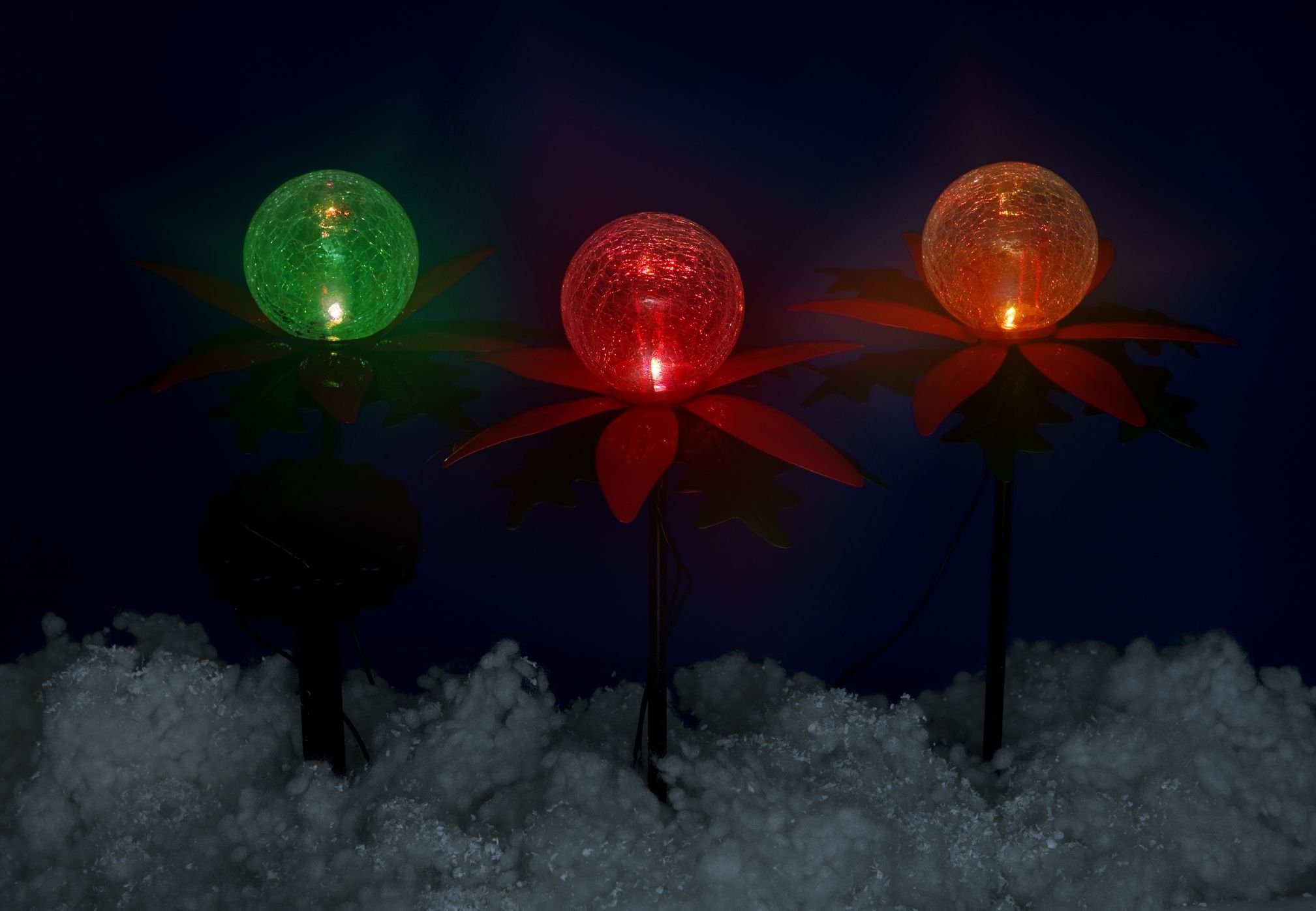 BURI LED Dekolicht LED Farbwechsel Solar-Weihnachtsterne Gartendek Weihnachtsdeko 3er mit
