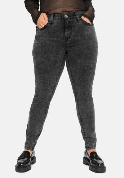 Sheego Stretch-Jeans in Moonwashed-Optik, jedes Teil ein Unikat