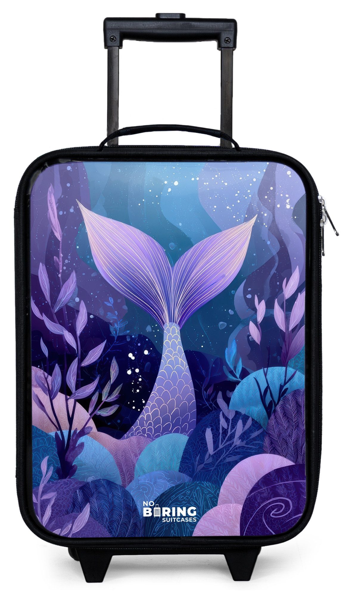 NoBoringSuitcases.com© Kinderkoffer mit leuchtende Räder - Meerjungfrau - Unterwasser - Lila - Blau, 2 Rollen, Kinder Koffer Klein, Trolley Handgepäck, Reisekoffer