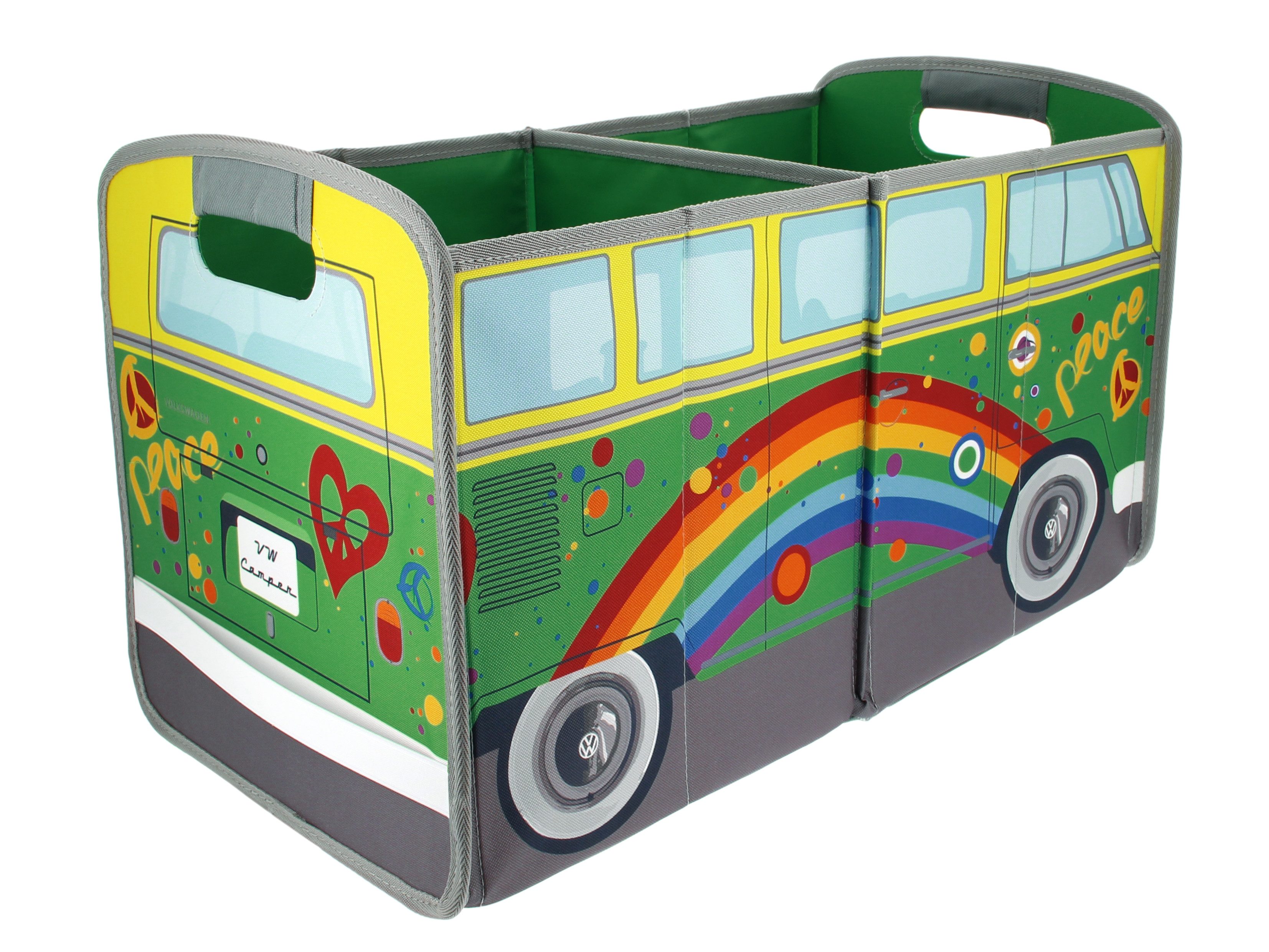 VW Collection by BRISA Faltbox Volkswagen Aufbewahrungstasche in T1 Bulli Bus Form, Organizer für den Kofferraum mit Trageschlaufen