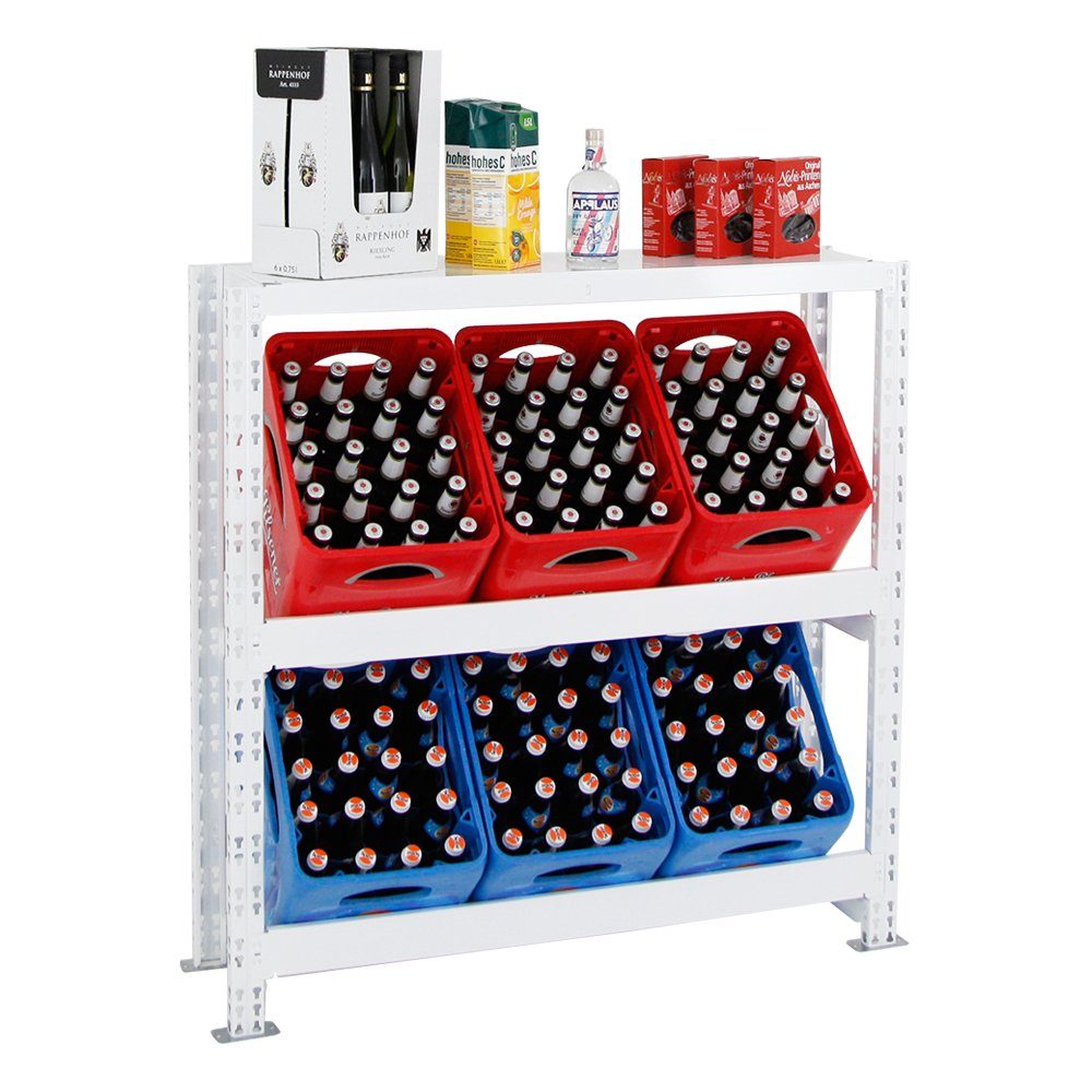 PROREGAL® Standregal Getränkekistenregal Tegernsee XL, 6 Kisten + Board, Versch. Farben