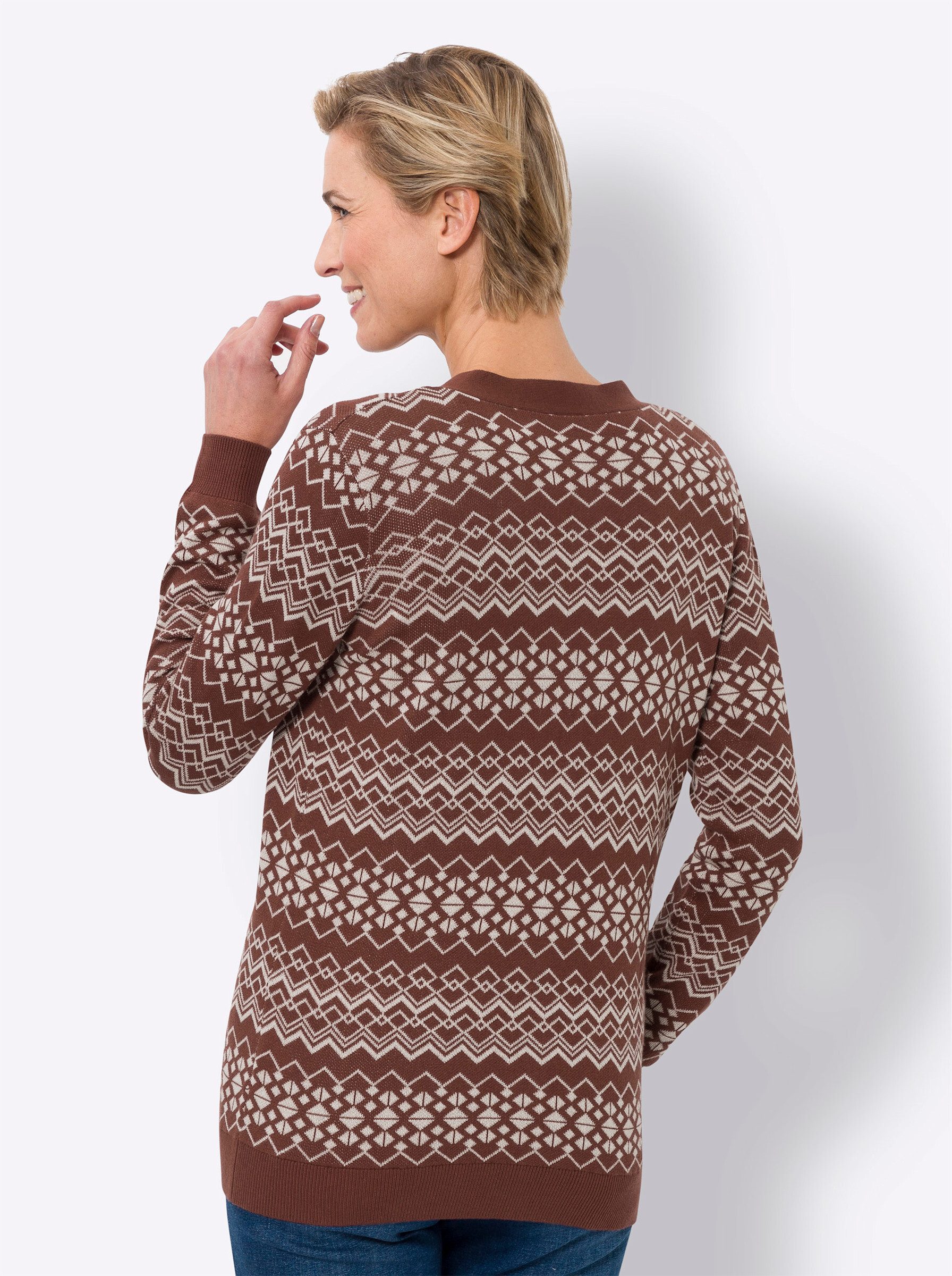 Sieh an! Strickjacke Jacquardstrickjacke . günstig online kaufen