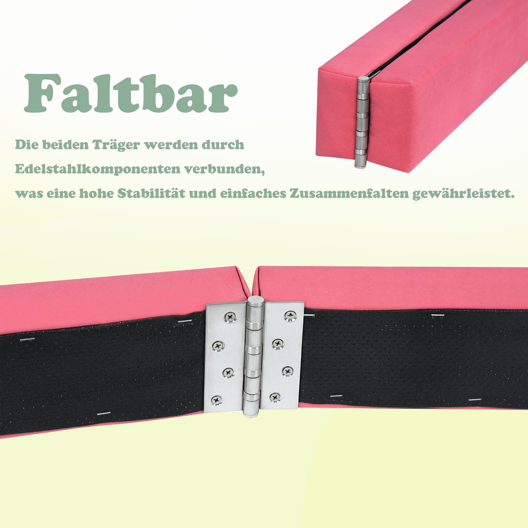 Balanceboard AUFUN Turnbalken inkl. Tragetasche Faltbarer Rosa