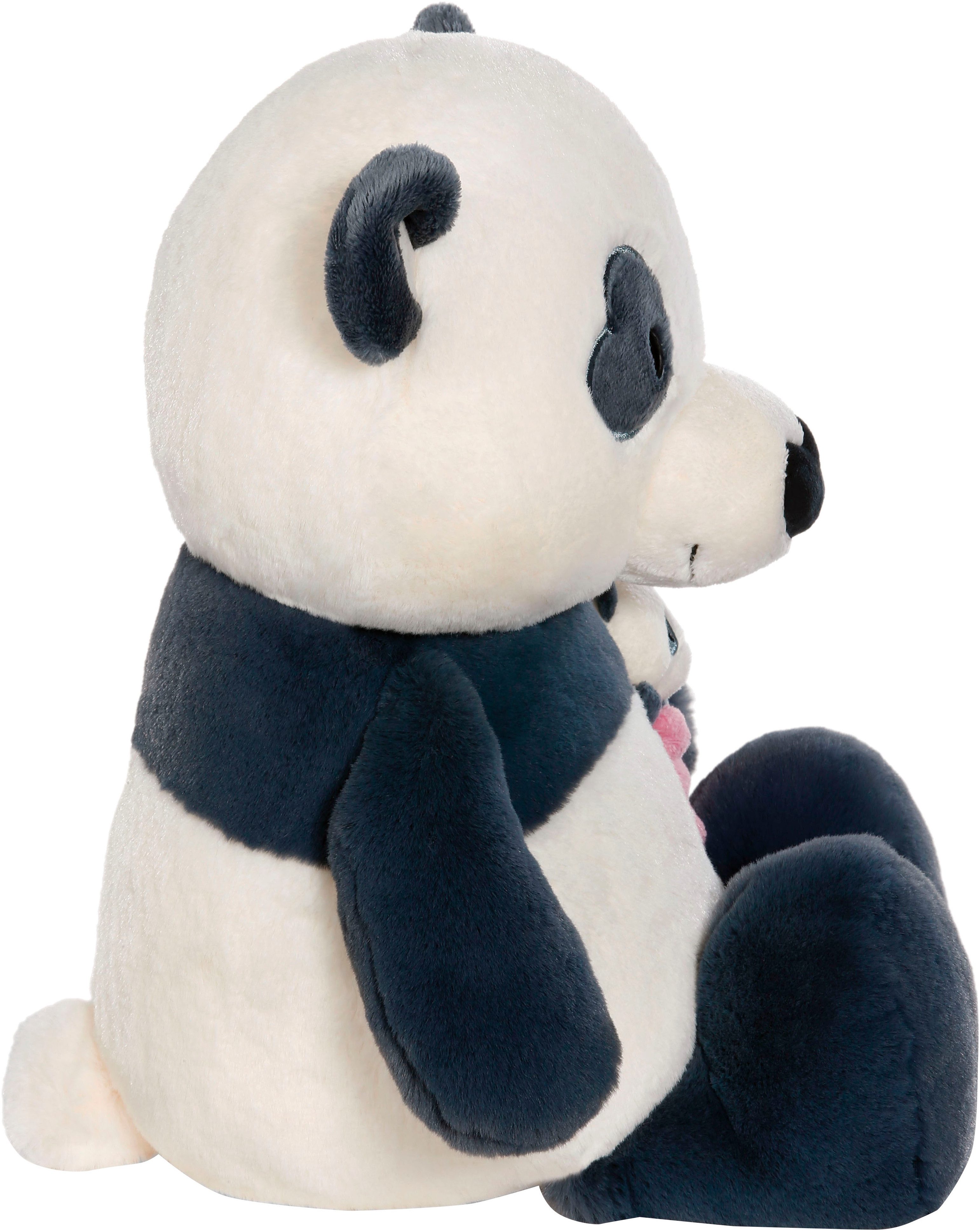 Nici Kuscheltier Love, Panda, 40 cm, mit Herztasche und Baby-Panda schlenkernd, enthält recyceltes Material