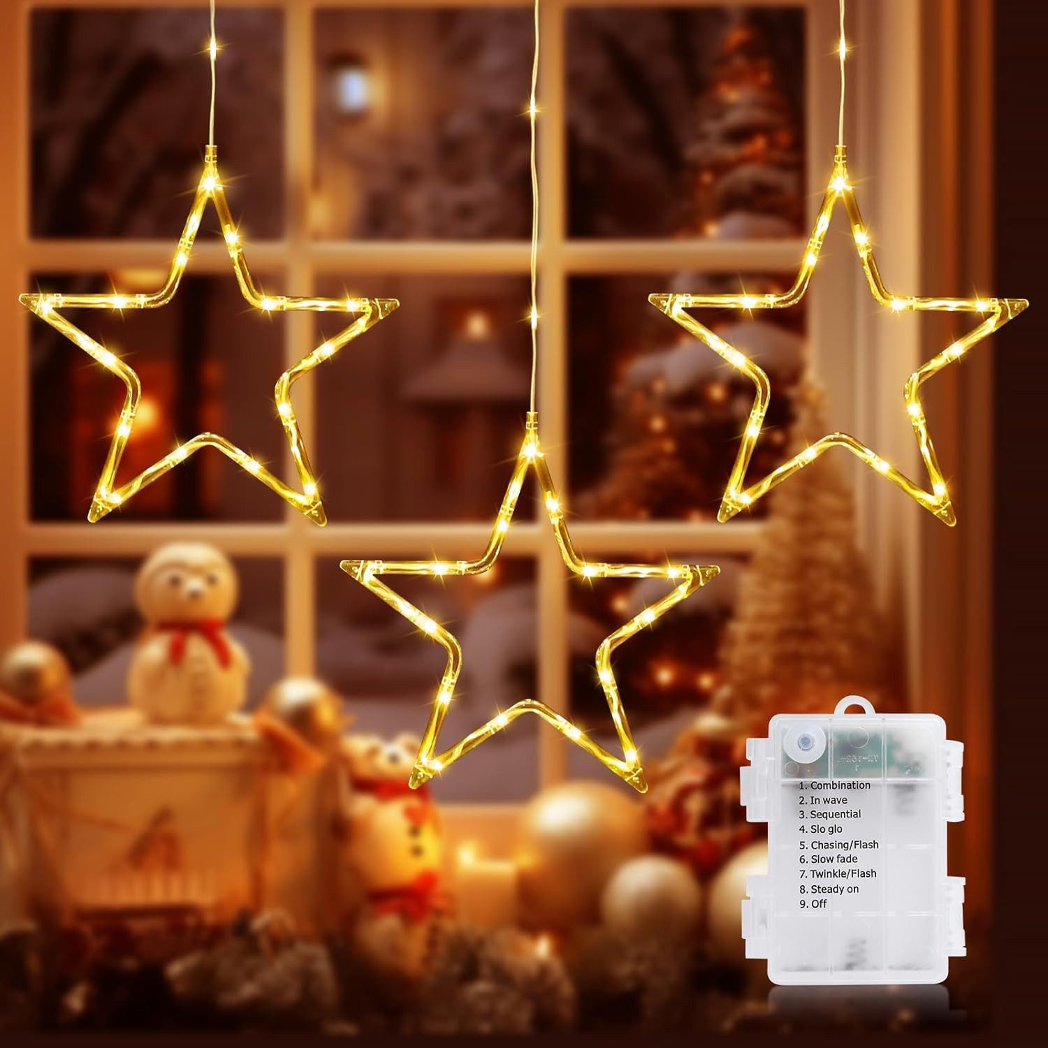 Elegear LED-Lichterkette Weihnachtsdeko Fenster Stern, beleuchtete Weihnach günstig online kaufen