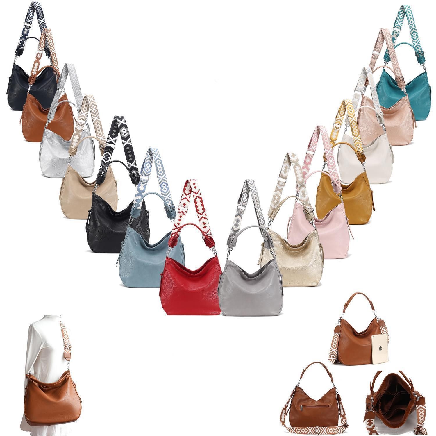 ITALYSHOP24 Schultertasche DAMEN TASCHE SHOPPER Hobo günstig online kaufen