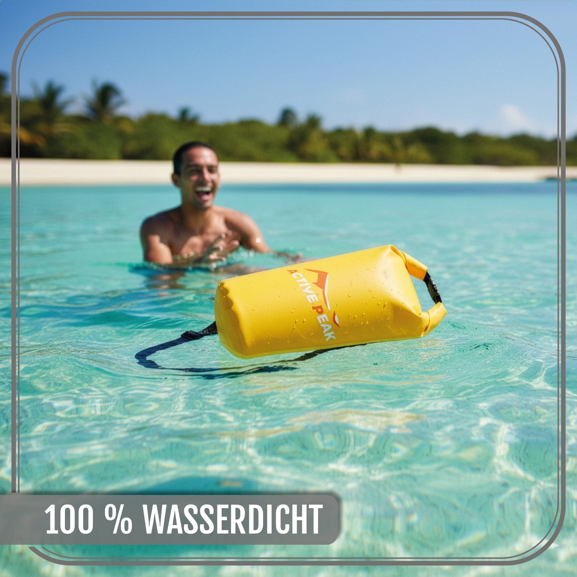 Active Peak Drybag Wasserdichte Tasche & Packsack (inkl. Wasserdichter Smartphone Hülle, 2-tlg), Waterproof Bag Seesackfür SUP, Kajak, Strand, Wassersport, Outdoor uvm