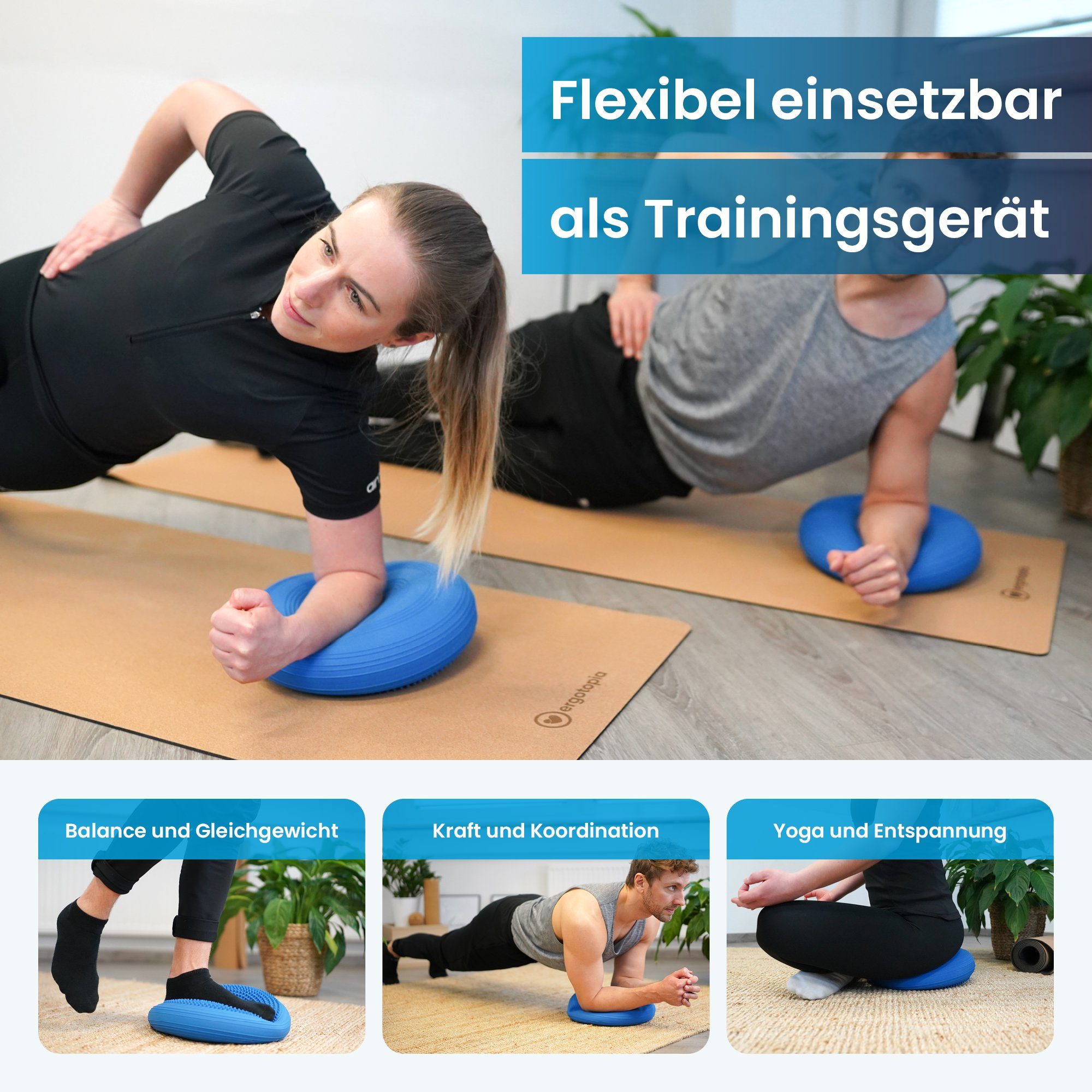 Ergotopia Balancekissen ergonomisches Ballsitzkissen 33cm inkl. Luftpumpe, zur Unterstützung beim Balancetraining – Bild 4 von 5