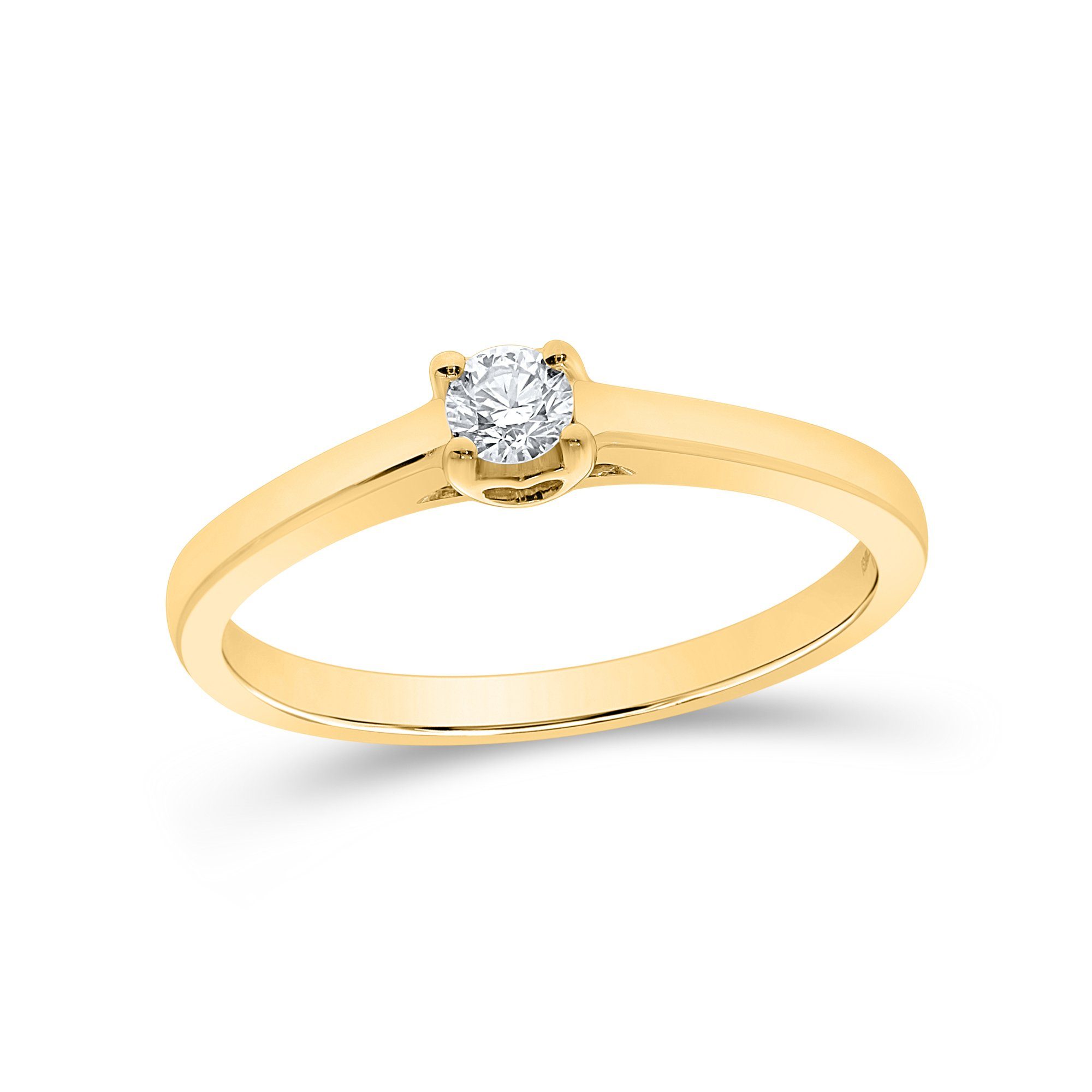 Stella-Jewellery Solitärring Verlobungsring 585er Gelbgold 0,15ct. Diamant SZ54 (inkl. Etui), mit Brillant 0,05ct. - Poliert