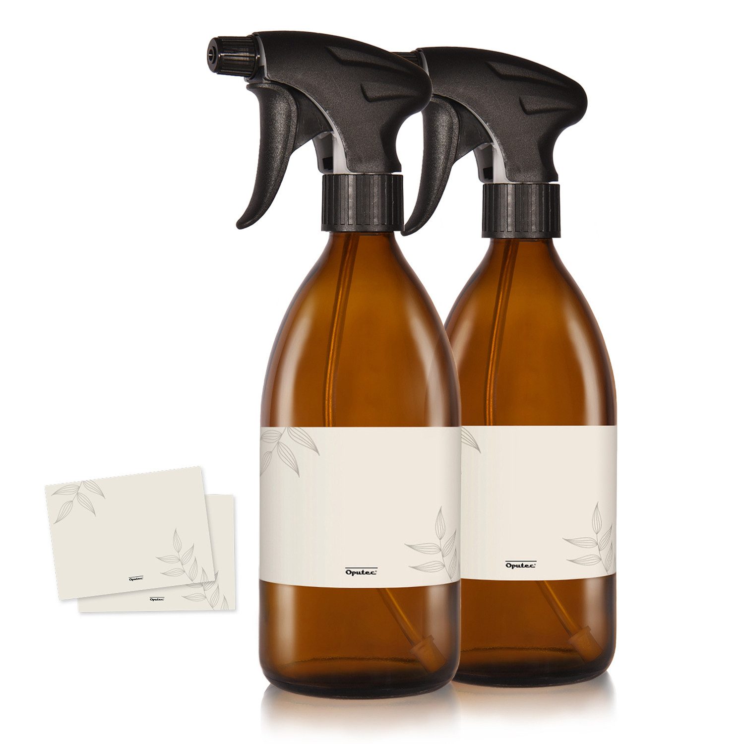 Sprühflasche 2 x 500ml Sprühflaschen aus Glas zum Befüllen für Pflanzen + Etiketten