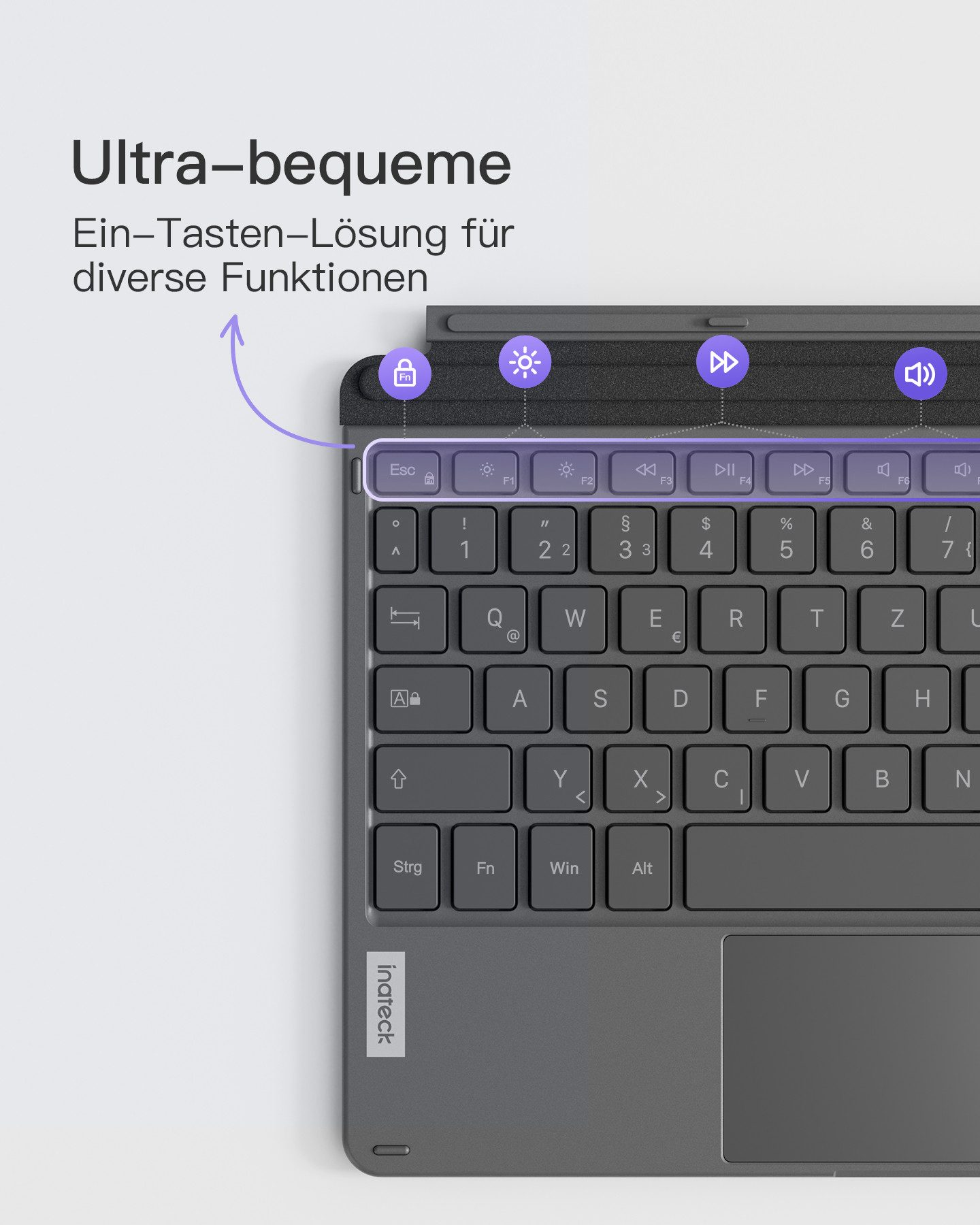 Inateck Tastatur für Surface Go 1&2&3&4, 7 Farben beleuchtung, mit Touchpad Tablet-Tastatur – Bild 5 von 5