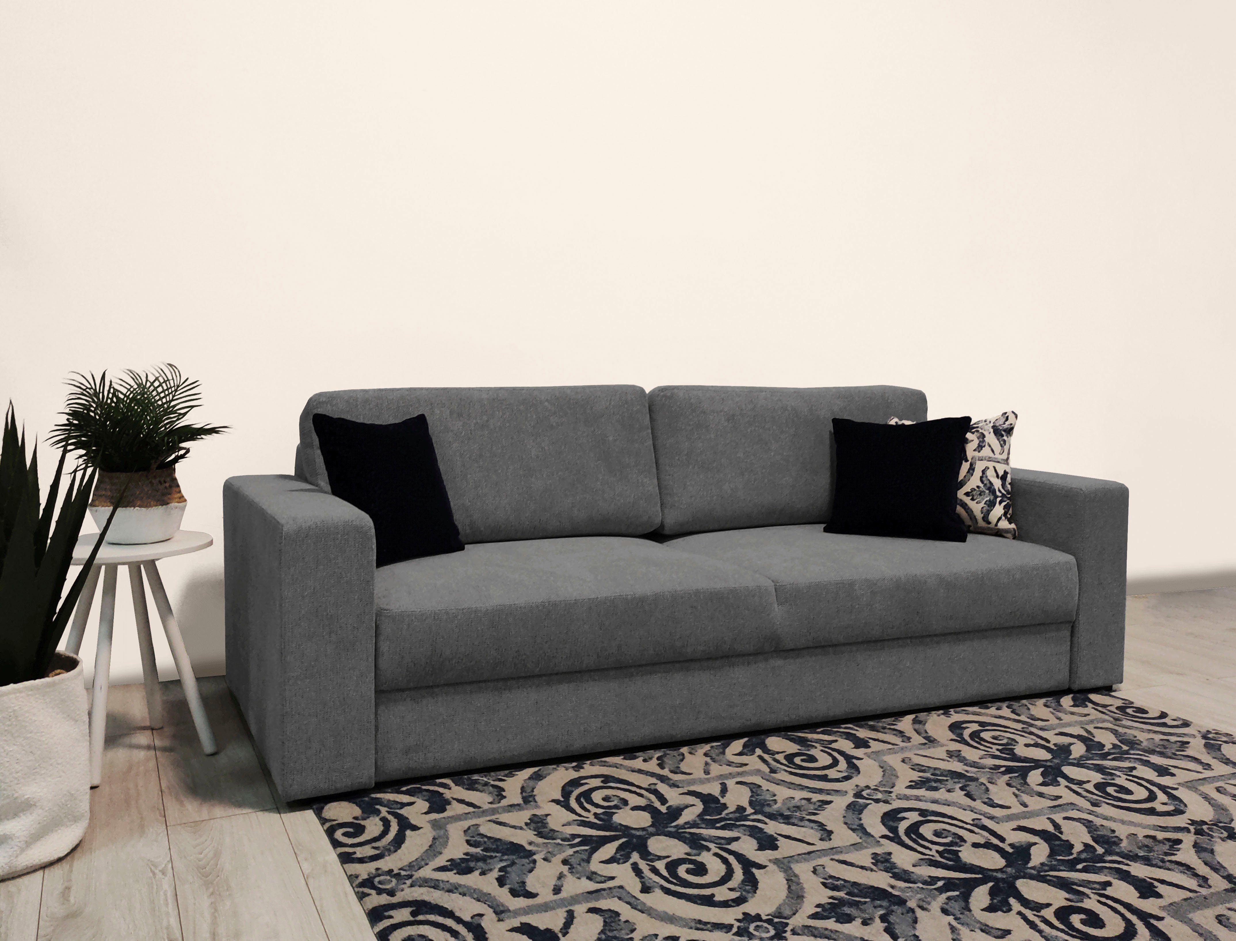 in mit Home grey affaire aufklappbarer Calrence, Serie Bettfunktion, Schlafsofa zwei dark Armlehnevarianten der