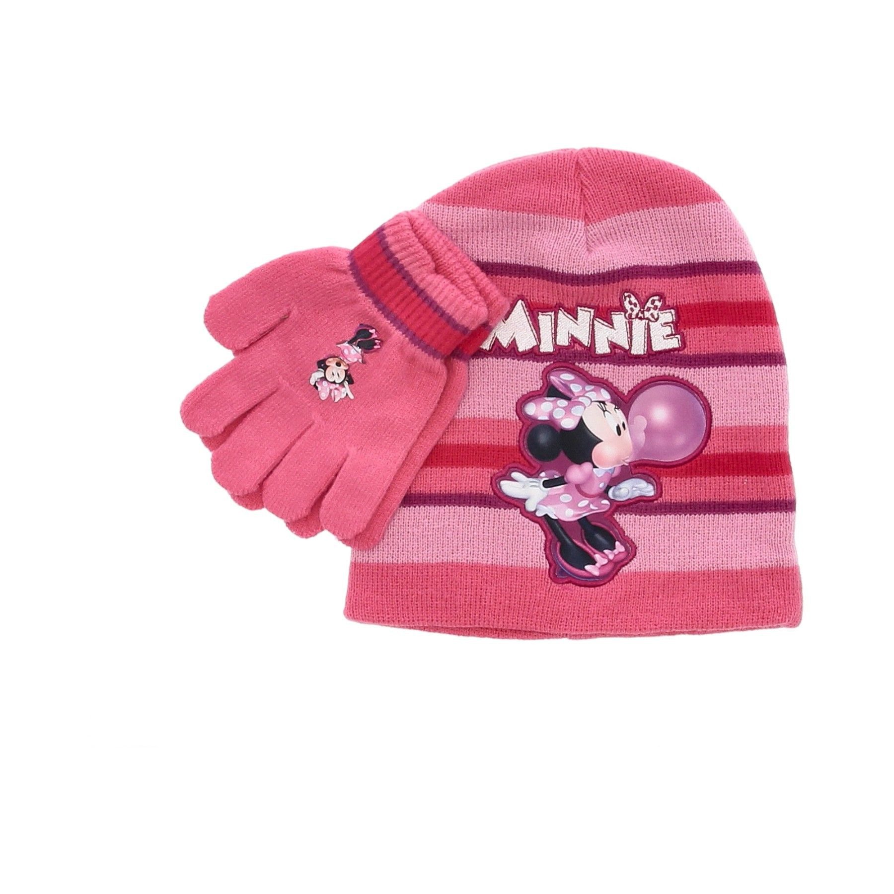 Disney Minnie Mouse Skimütze Winterset Mütze und Handschuhe für Kinder