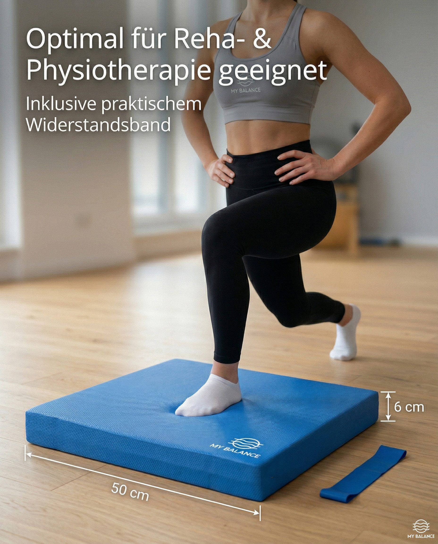 My Balance Balance Pad Balance Pad inkl. Widerstandsband I Großes Balancekissen mit eBook, Memory-Schaum, rutschfest, XXL-Größe, inkl. E-Book & Widerstandsband