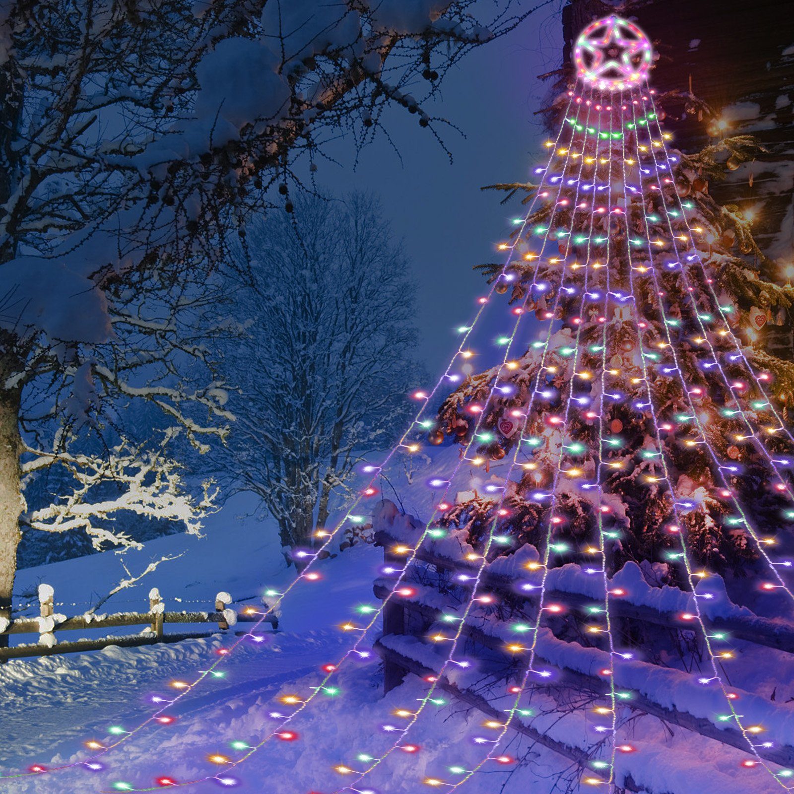 Gimisgu LED-Lichterkette LED Lichterkette Weihnachtsbaum 8 Modi Außen Aussen Konzerte Bunt