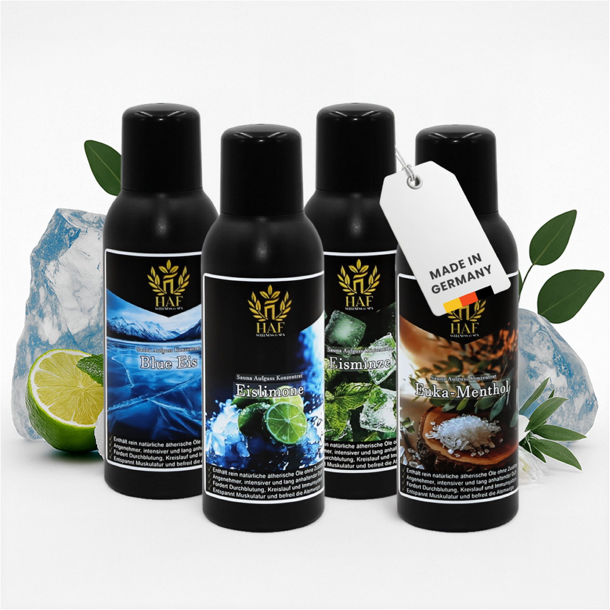 HAF Aufgusskonzentrat Sauna Aufguss Konzentrat 10 Sets in 4 Größen 400ml-1500ml Saunaaufguss, 400 ml, (Auswahl aus 10 verschiedenen Sets in den Größen:, 4x100ml, 6x100ml, 4x250ml, 6x250ml), Qualität: Made in Germany