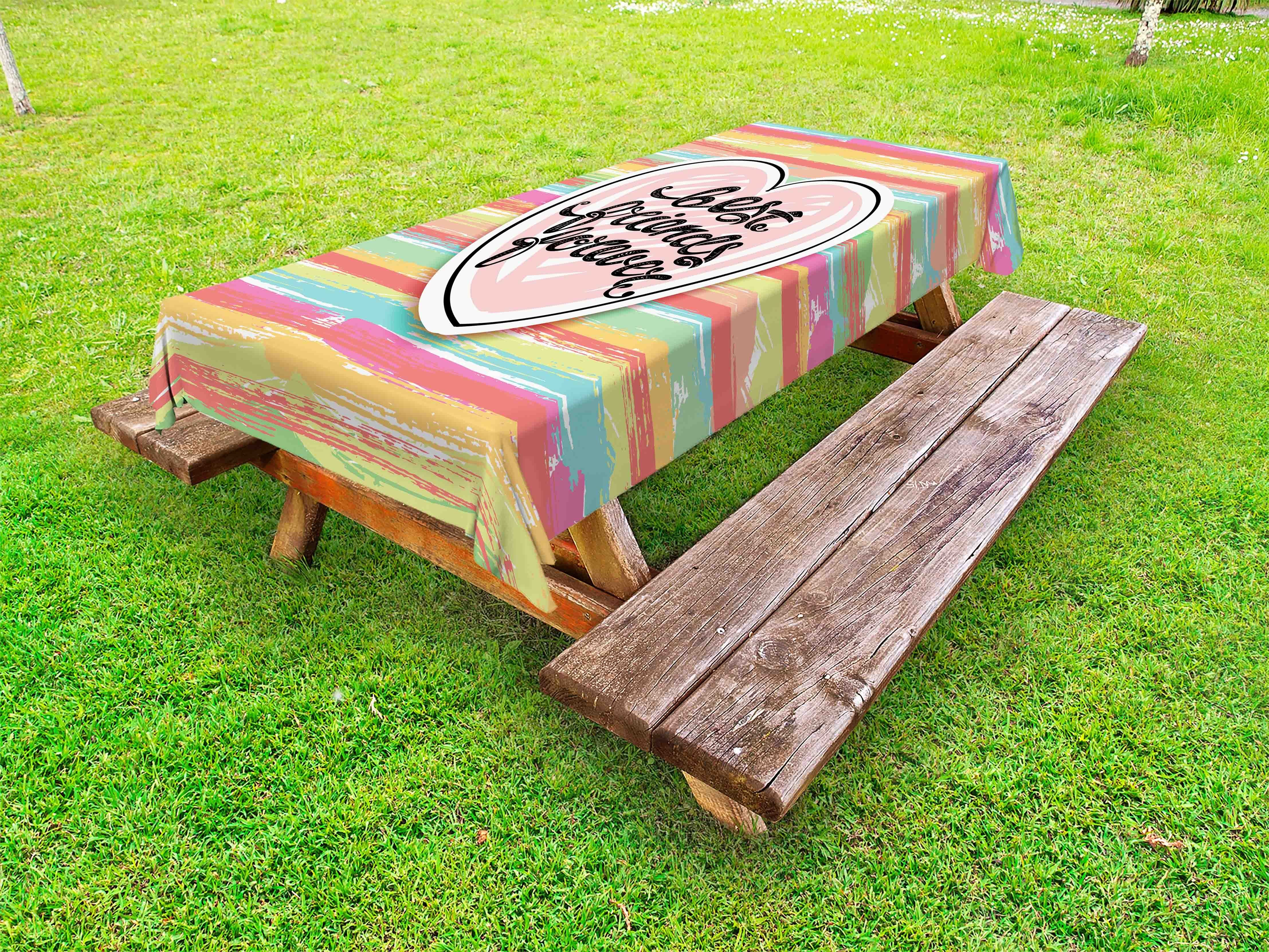 Abakuhaus Tischdecke dekorative waschbare Picknick-Tischdecke, Bester Freund Bunte typographische