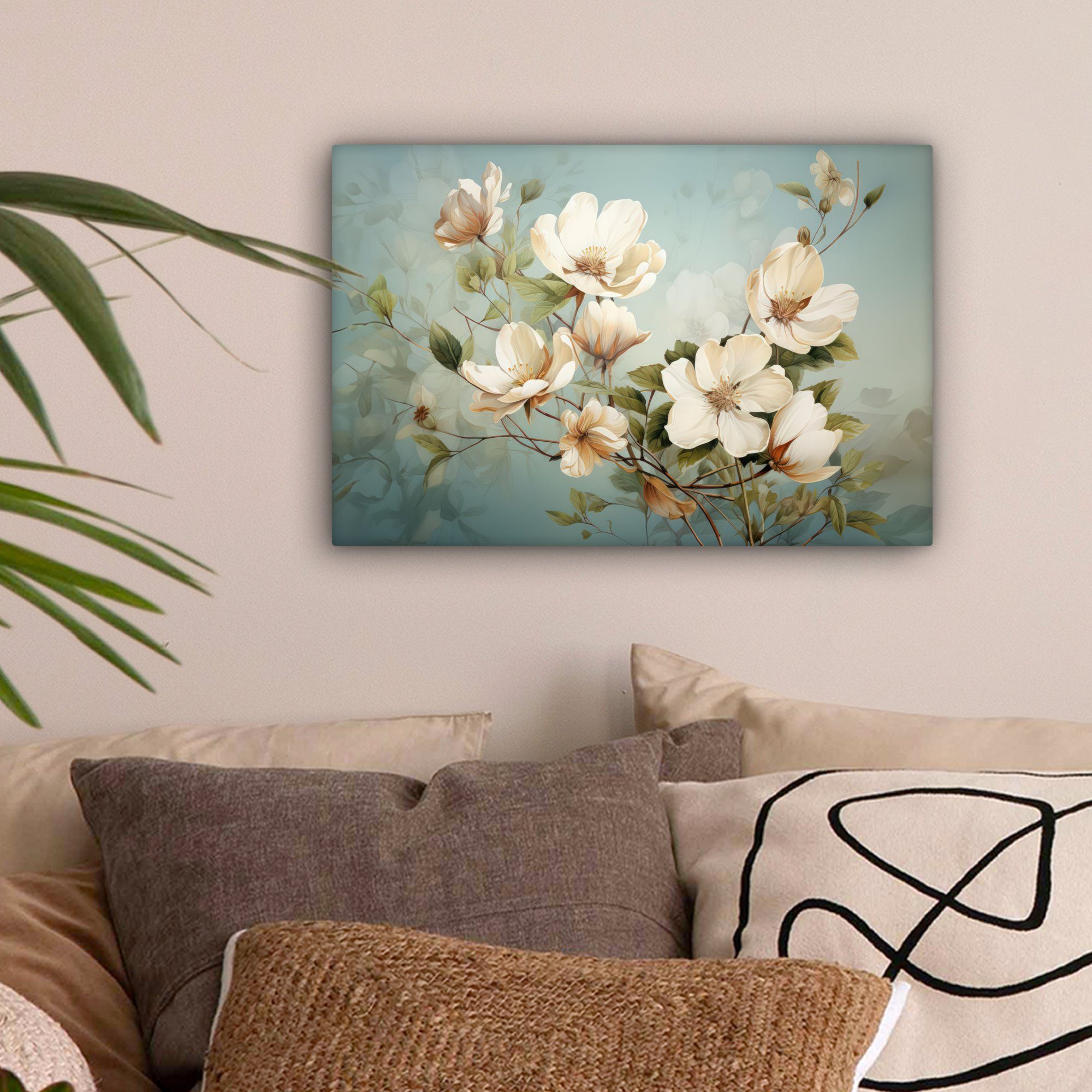 OneMillionCanvasses® Leinwandbild Blumen - Weiß - Natur - Vintage, Fotodruc günstig online kaufen