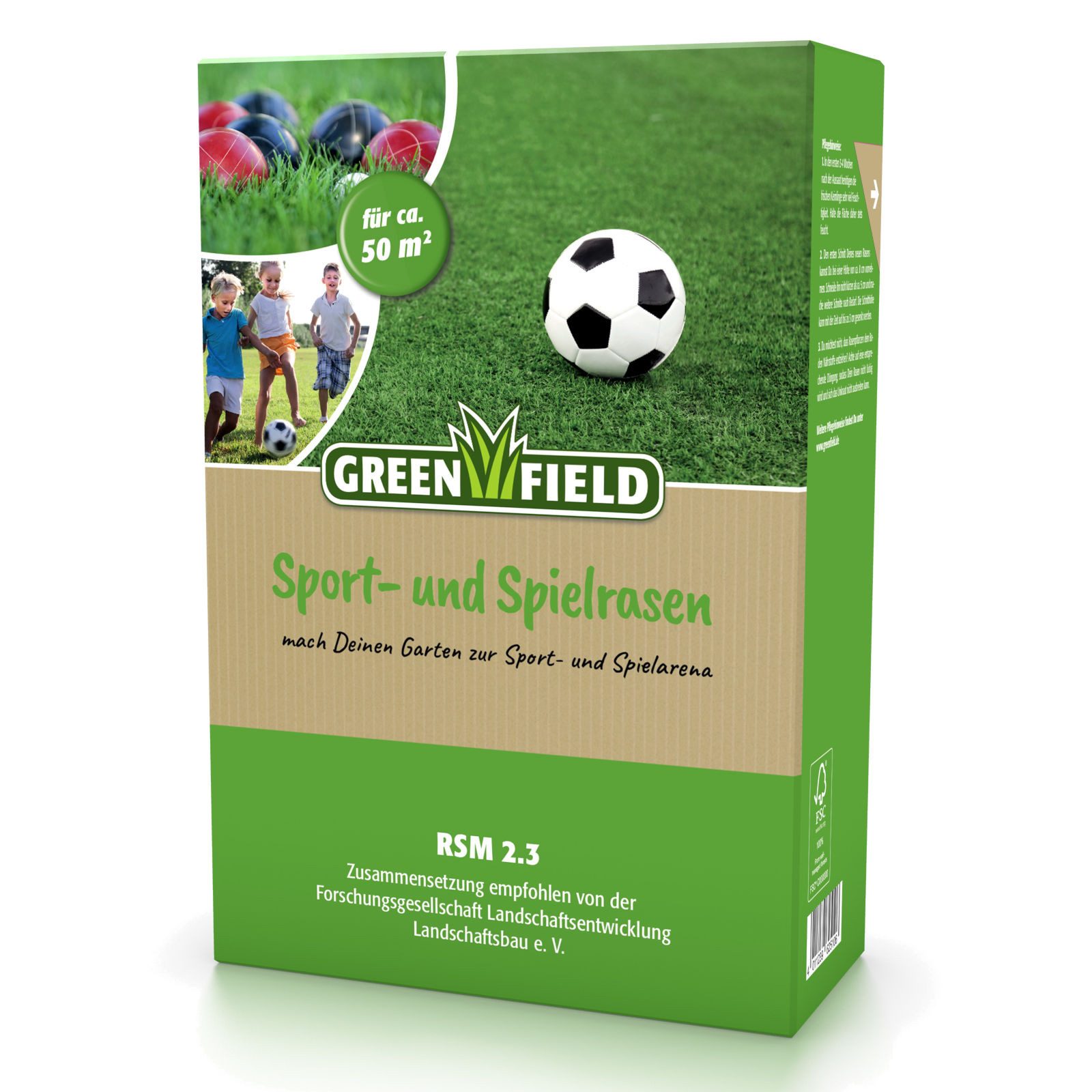 Greenfield Rasensamen Sport- und Spielrasen, 1 kg Rasensamen für beanspruchte Flächen, 1 kg