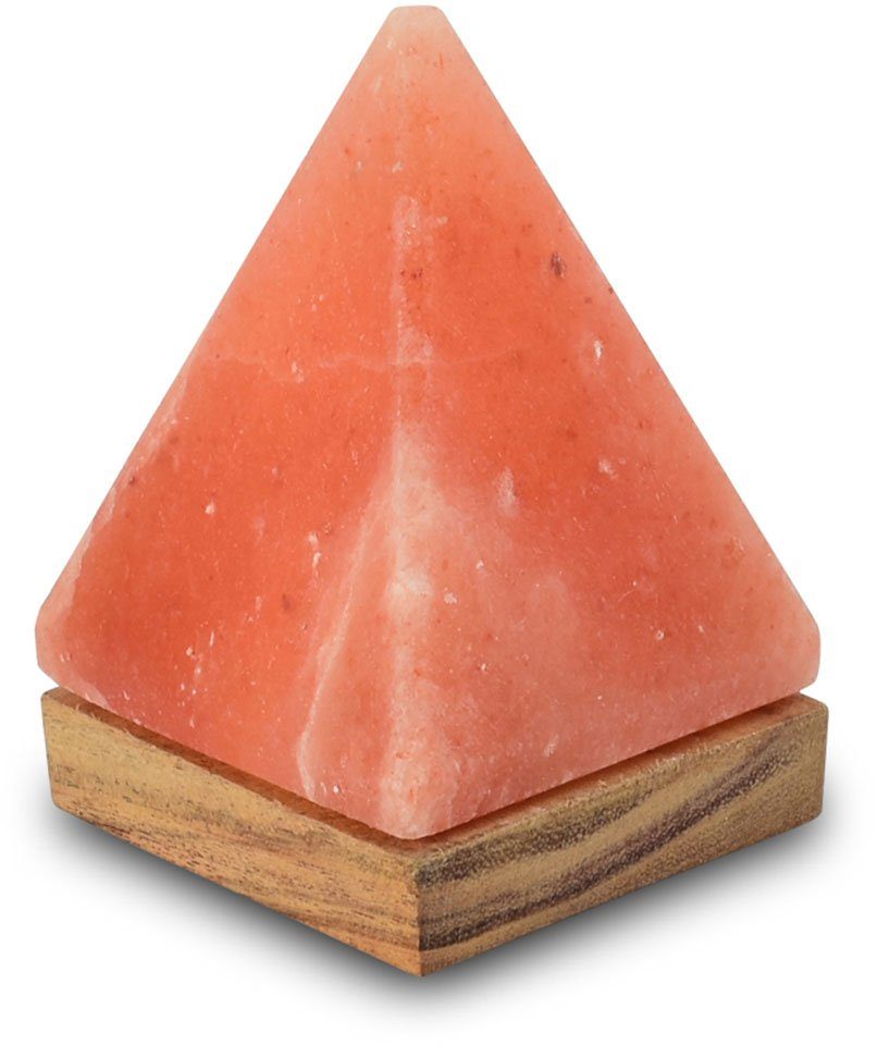 HIMALAYA SALT DREAMS USB-Pyramide, LED jeder Unikat, Salzkristall-Tischlampe cm ca.11 Salzkristall Warmweiß, - wechselbar, Stein aus H: ein Handgefertigt