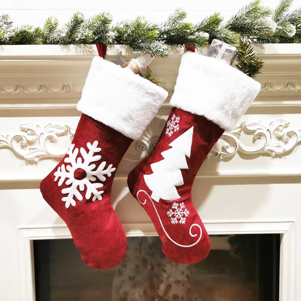 Rosnek Geschenkfolie Weihnachtsstrümpfe Socken, Elch Weihnachtsgeschenk Taschen, A+B+C+D Weihnachtsdeko