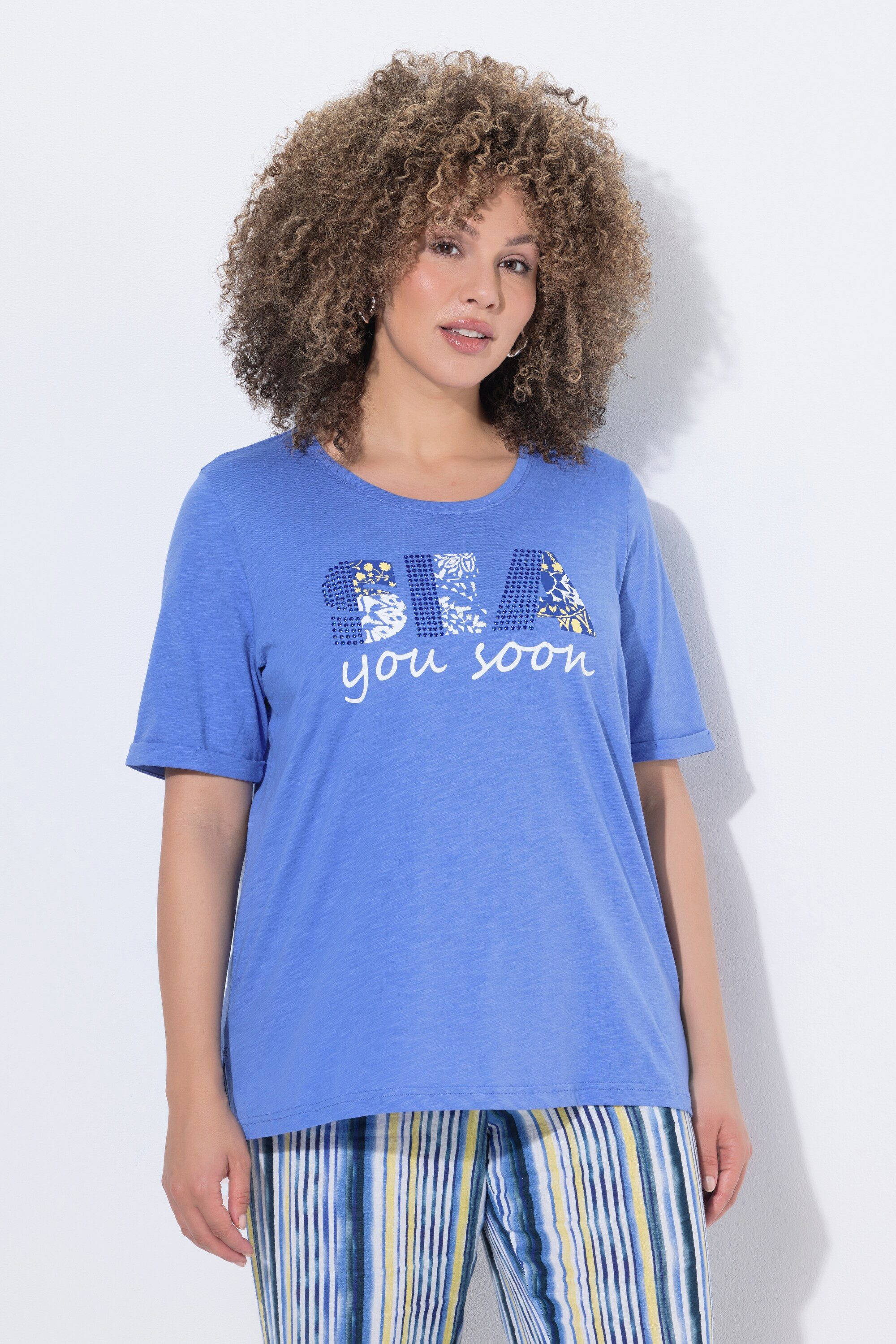 T-Shirt T-Shirt Glitzersteinchen Classic Rundhals Halbarm